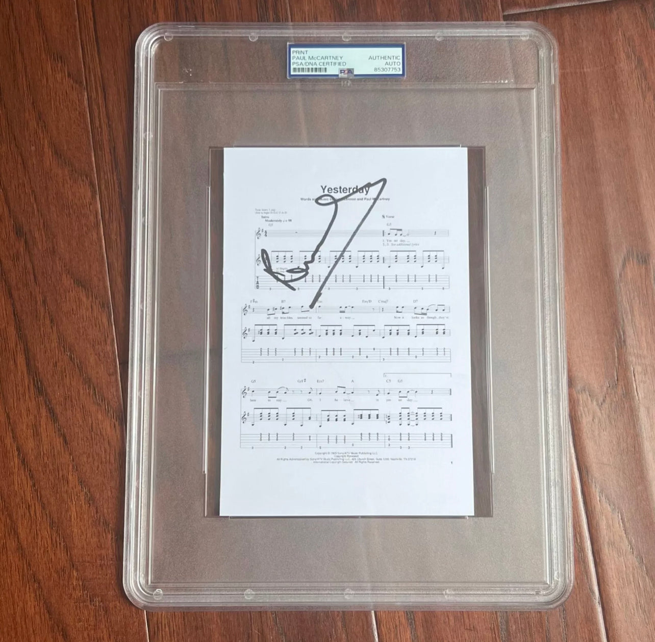 PAUL MCCARTNEY * PSA/DNA * "Yesterday" Song Autograph Souvenir Signed * Beatles