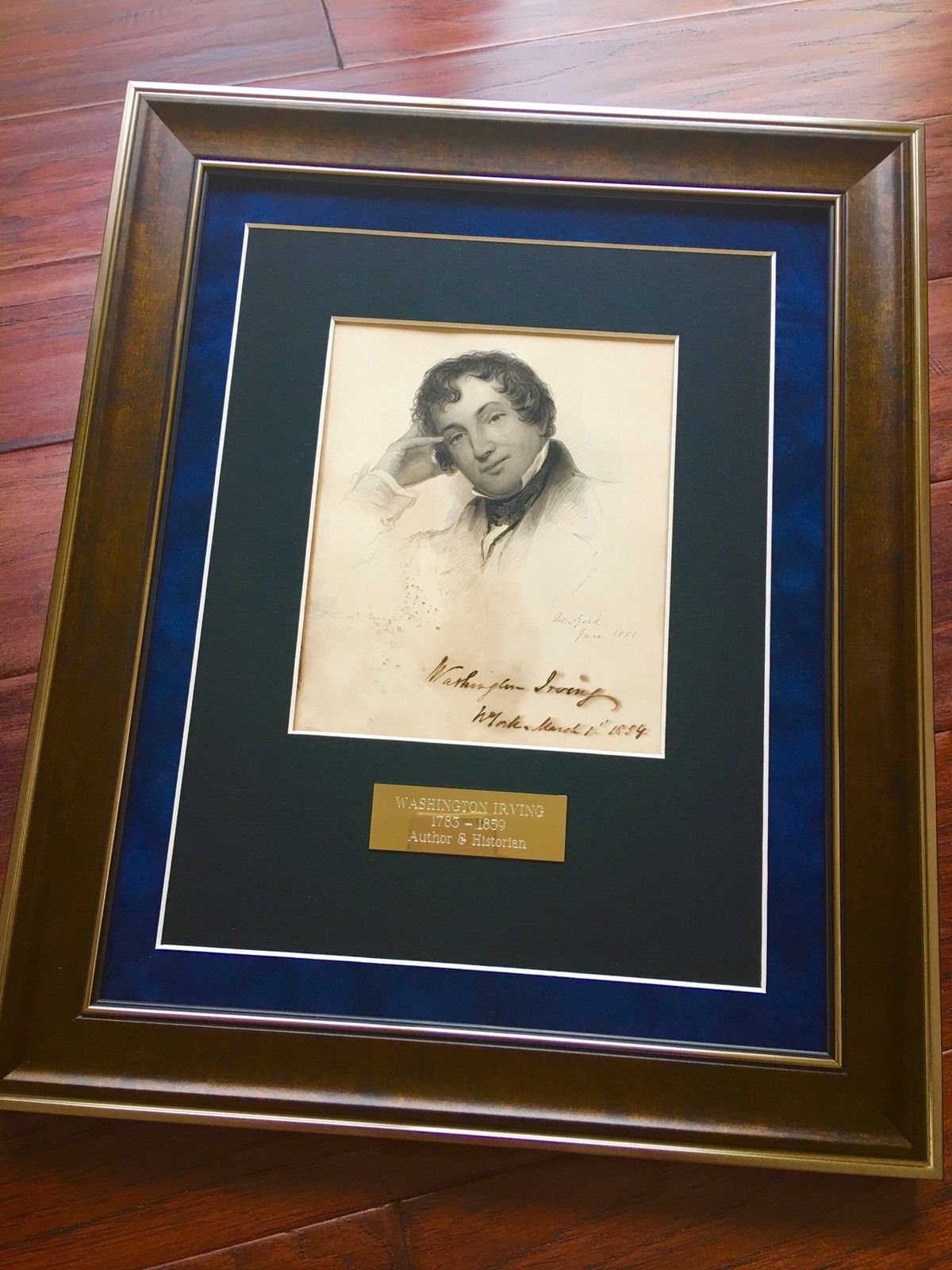 WASHINGTON IRVING * 1/1 SIGNED ENGRAVING * The Legend of Sleepy Hollow Autograph