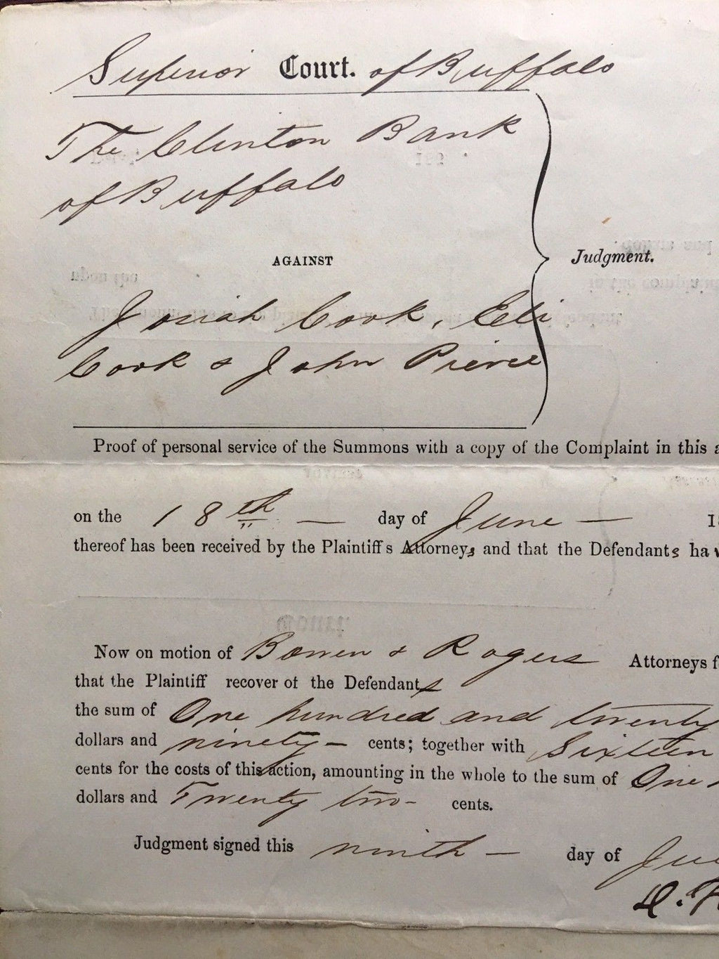 GROVER CLEVELAND * EARLY 1859 Handwritten LEGAL DOCUMENT * Autograph SIGNED