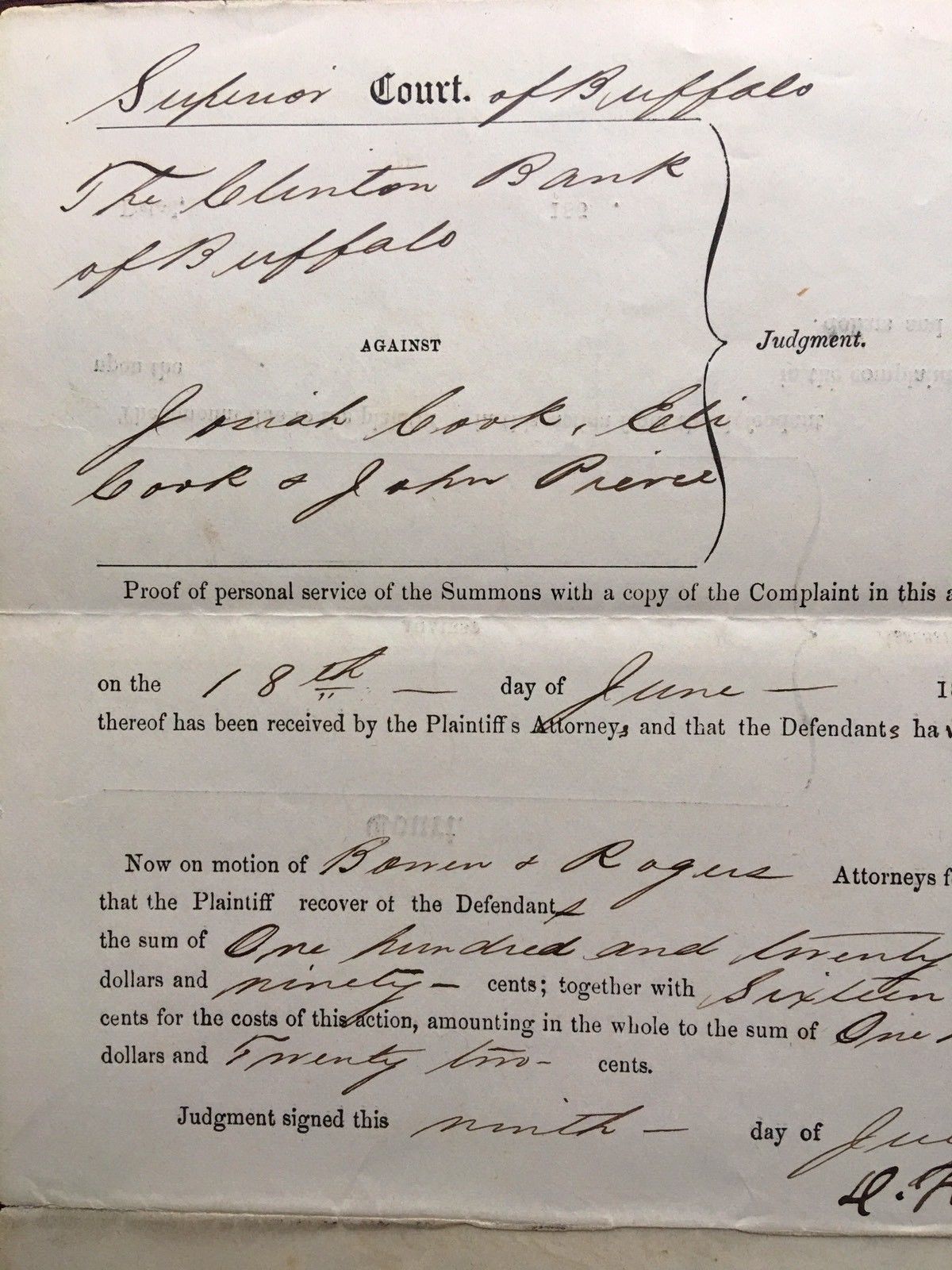 GROVER CLEVELAND * EARLY 1859 Handwritten LEGAL DOCUMENT * Autograph SIGNED