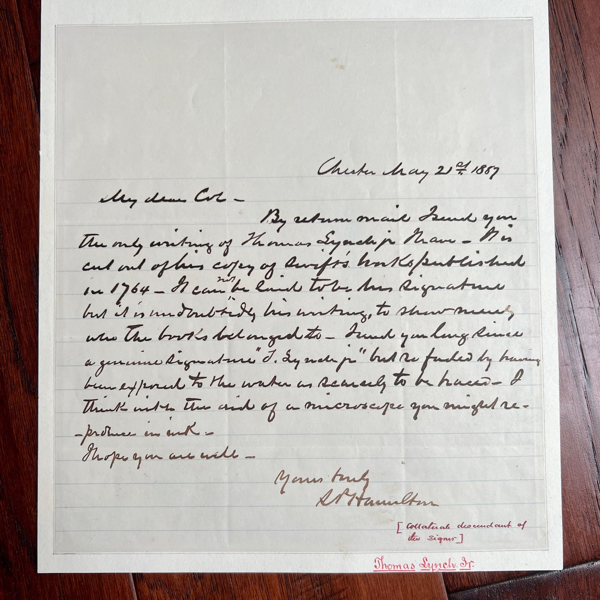 THOMAS LYNCH JR * PSA/DNA * Declaration of Independence Signer Autograph Signed