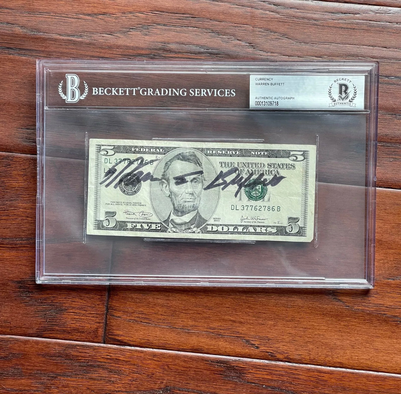 WARREN BUFFETT * BAS Beckett * AUTOGRAPH $5 Bill SIGNED * Berkshire Hathaway
