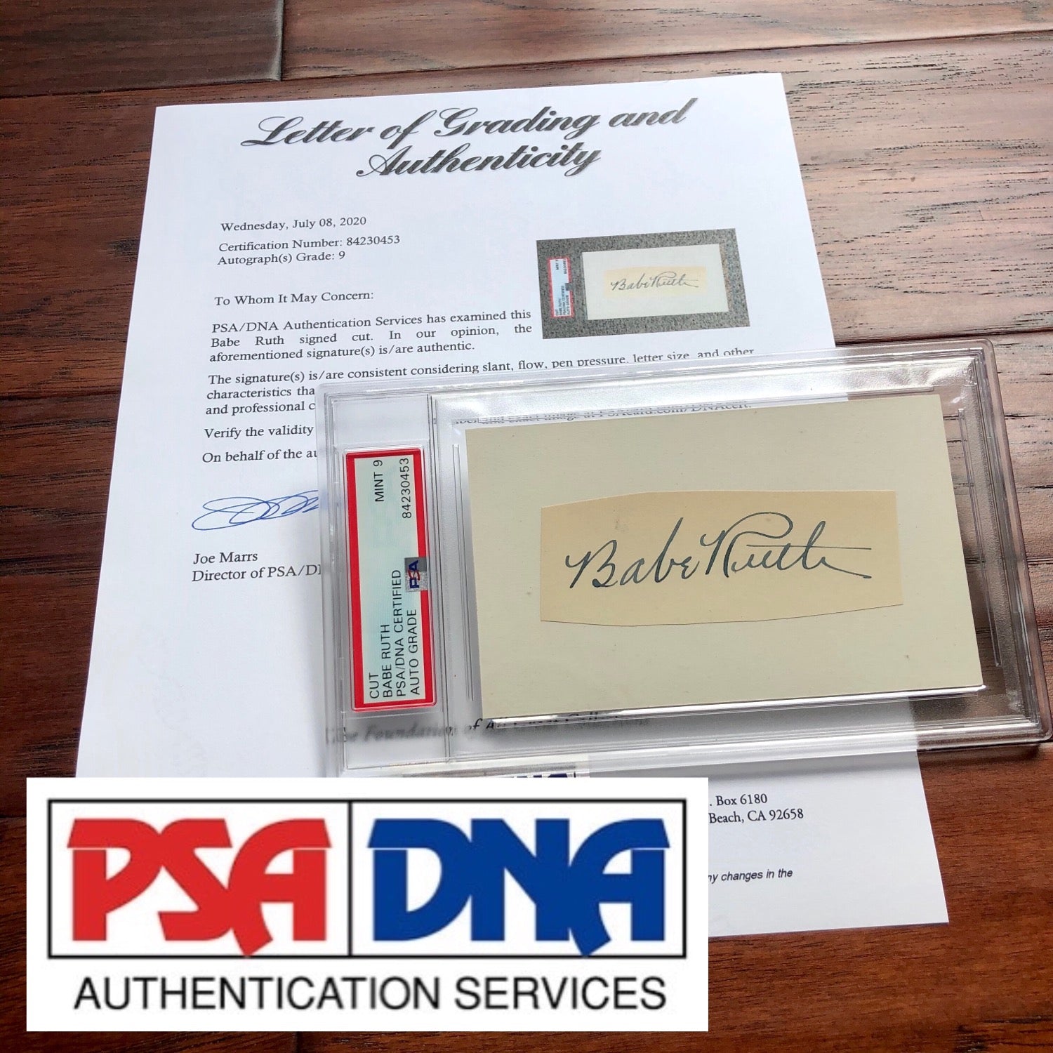 BABE RUTH * PSA/DNA * Mint 9 Graded Autograph Encapsulated Signed Slabbed Yankee