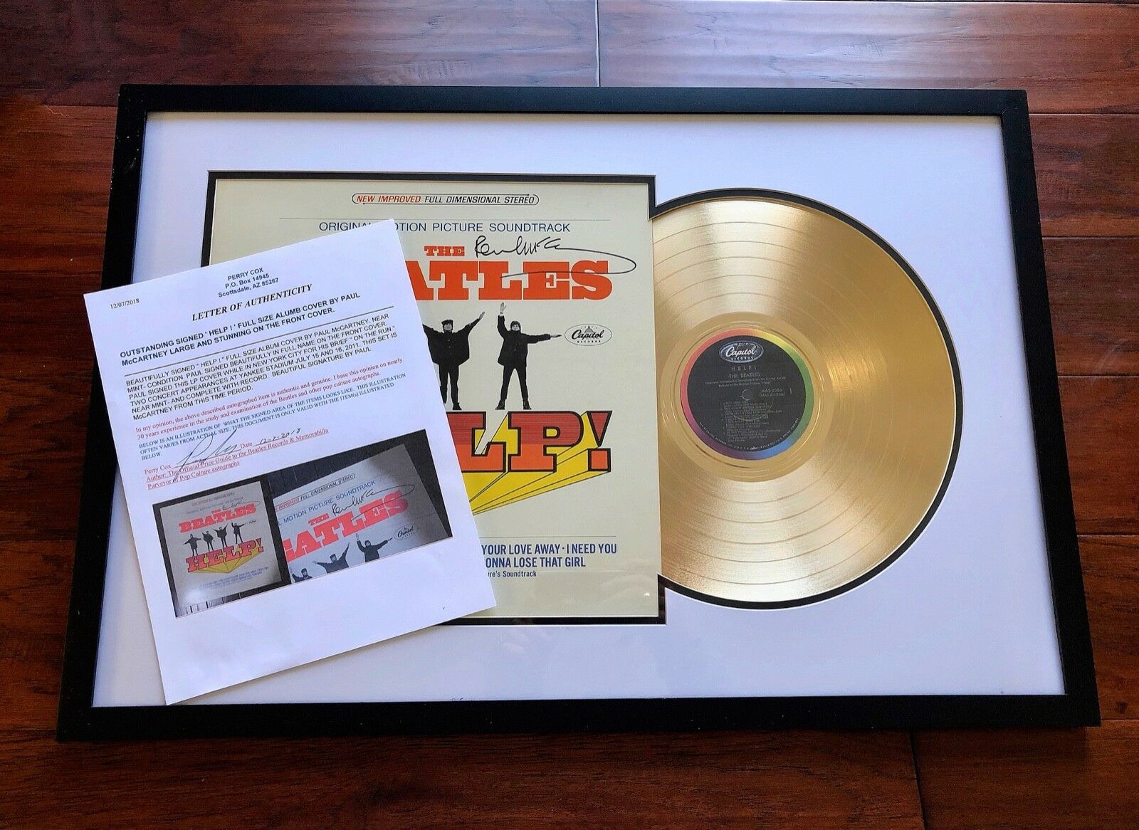 PAUL MCCARTNEY * Perry Cox * Beatles Autograph HELP Gold Album * LP SIGNED