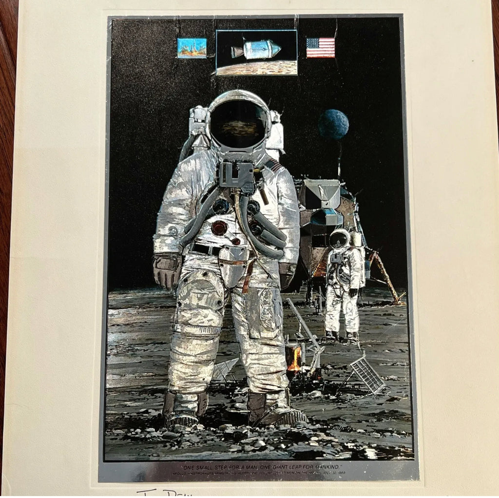 BUZZ ALDRIN * JSA * Autograph Foil Art Etching With Quotation Signed * Apollo 11