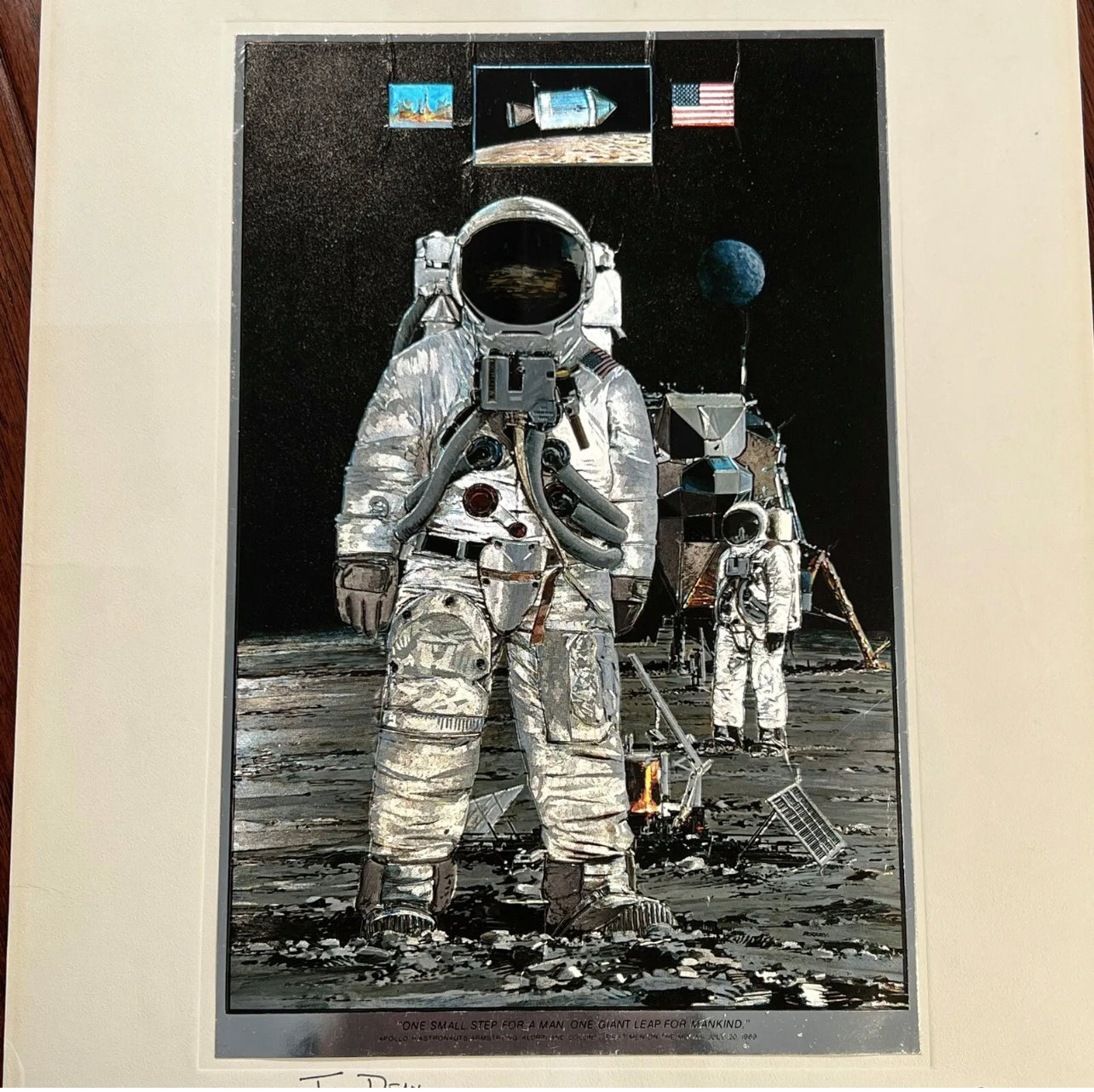 BUZZ ALDRIN * JSA * Autograph Foil Art Etching With Quotation Signed * Apollo 11