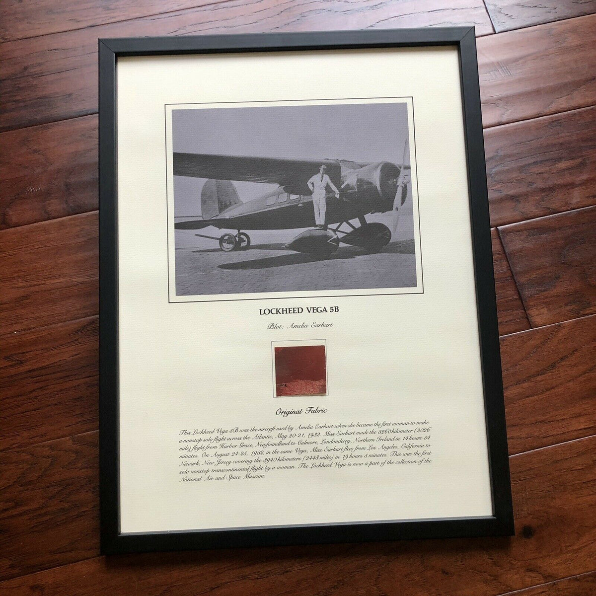 AMELIA EARHART * Original Flown Vega 5B Fabric * From Smithsonian Institute
