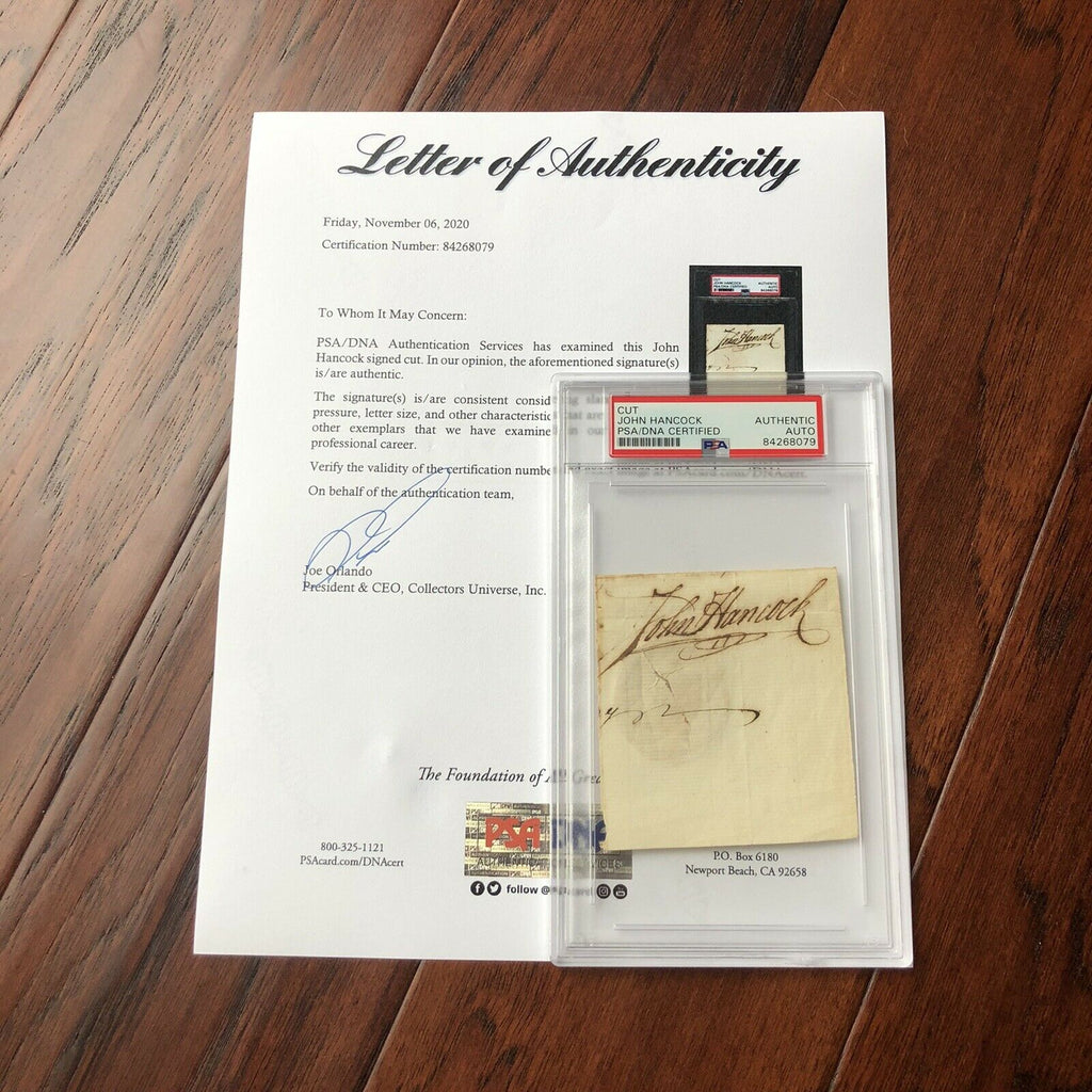 JOHN HANCOCK * PSA/DNA Slab * Handwritten Autograph Signed Encapsulated *