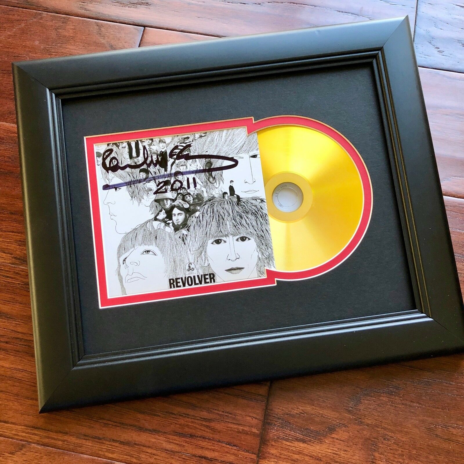 PAUL MCCARTNEY * Perry Cox * BEATLES REVOLVER Autograph Mini GOLD RECORD Signed