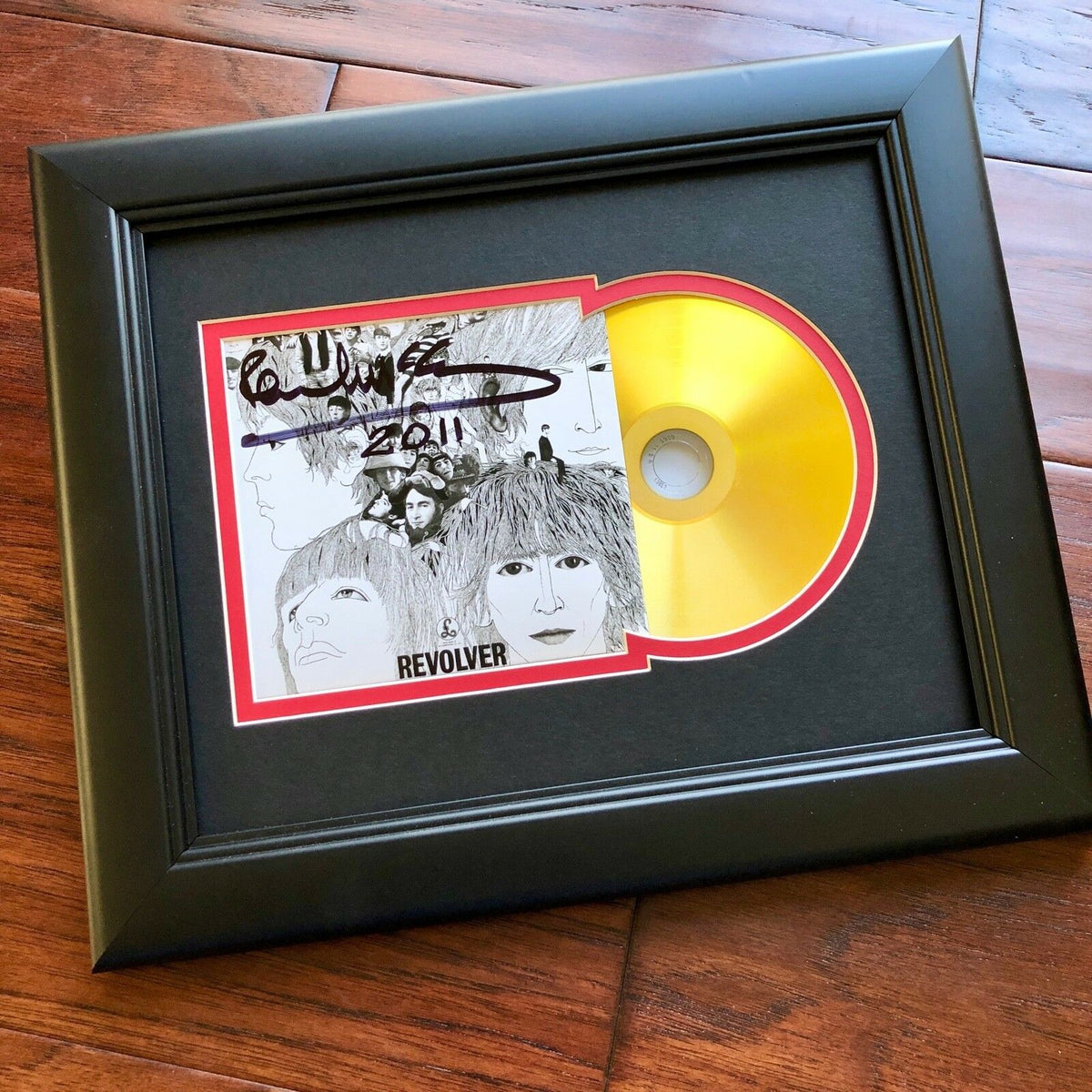 PAUL MCCARTNEY * Perry Cox * BEATLES REVOLVER Autograph Mini GOLD RECORD Signed