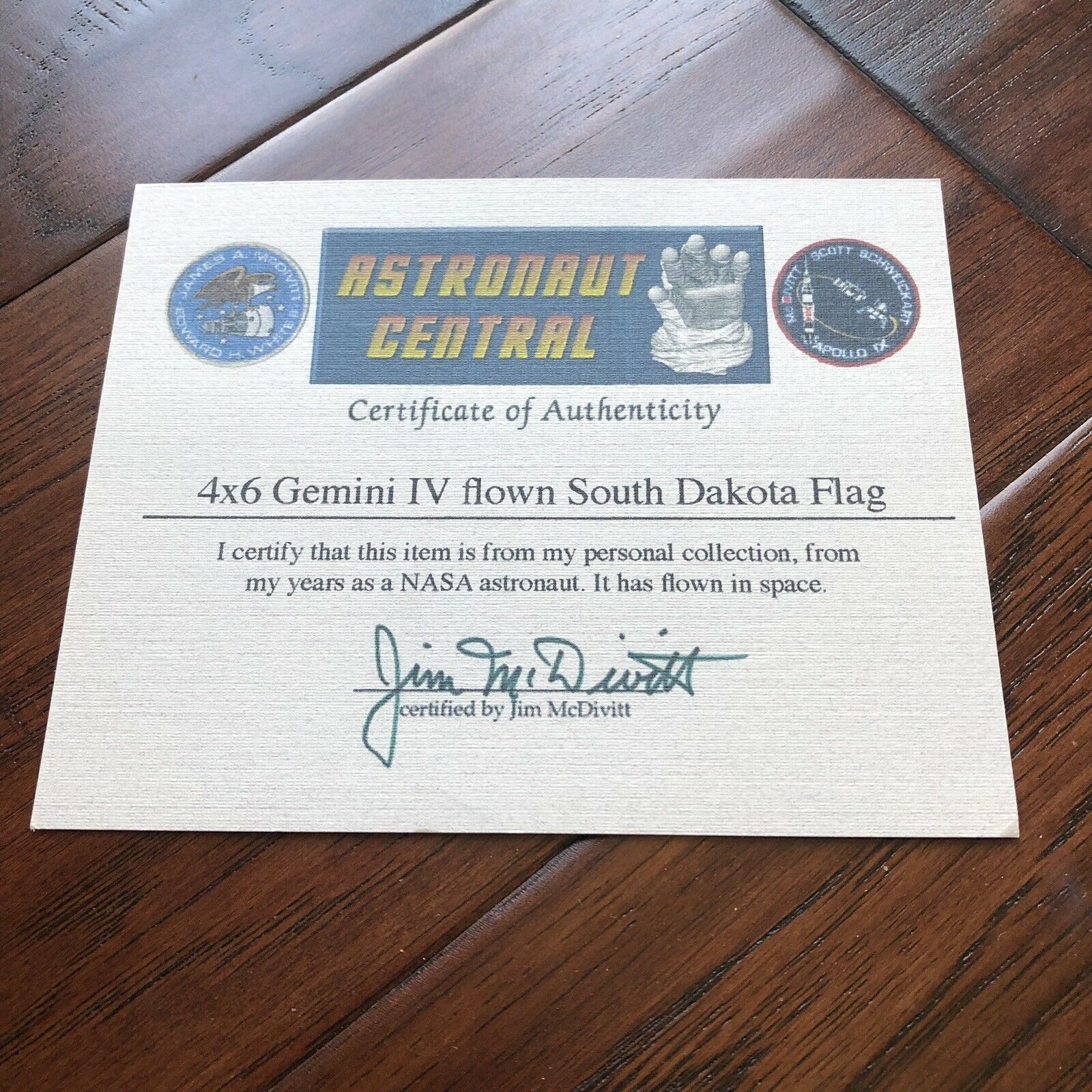 GEMINI IV * FLOWN FLAG * Autograph EDWARD WHITE JAMES MCDIVITT Signed Apollo COA