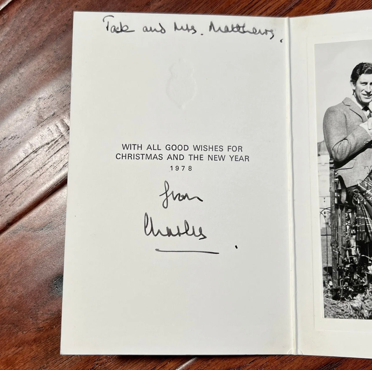 KING CHARLES III * PSA/DNA * Signed 1978 Christmas Card Autograph * Prince