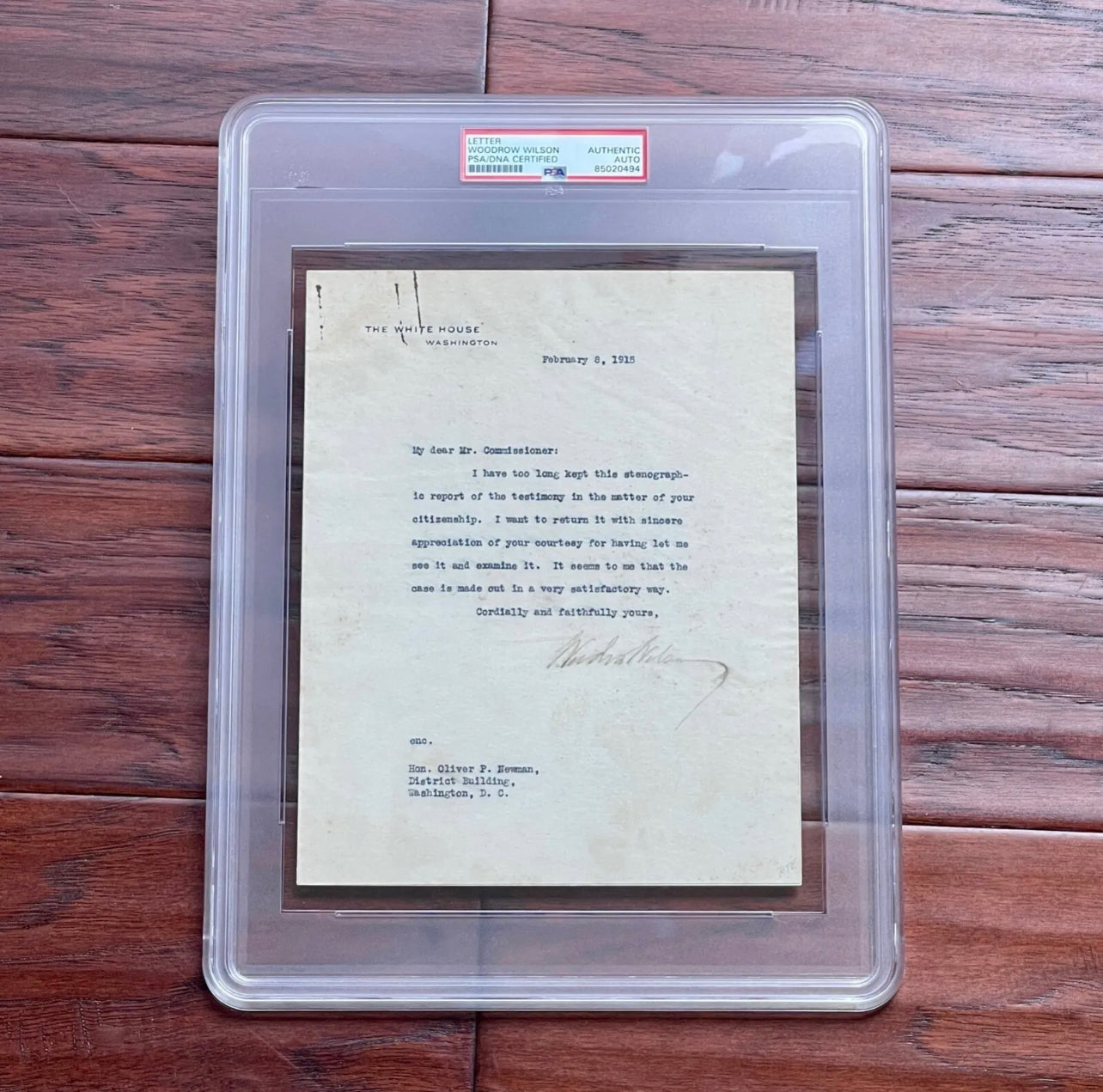 WOODROW WILSON * PSA/DNA Slab * Autograph WHITE HOUSE Letter Signed AS PRESIDENT