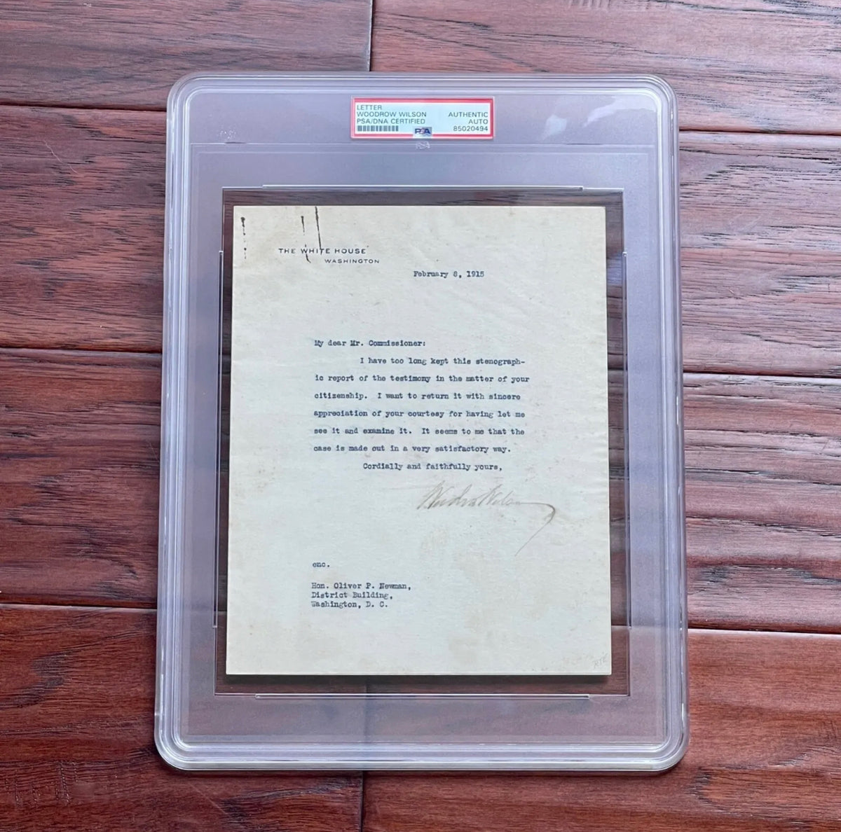WOODROW WILSON * PSA/DNA Slab * Autograph WHITE HOUSE Letter Signed AS PRESIDENT