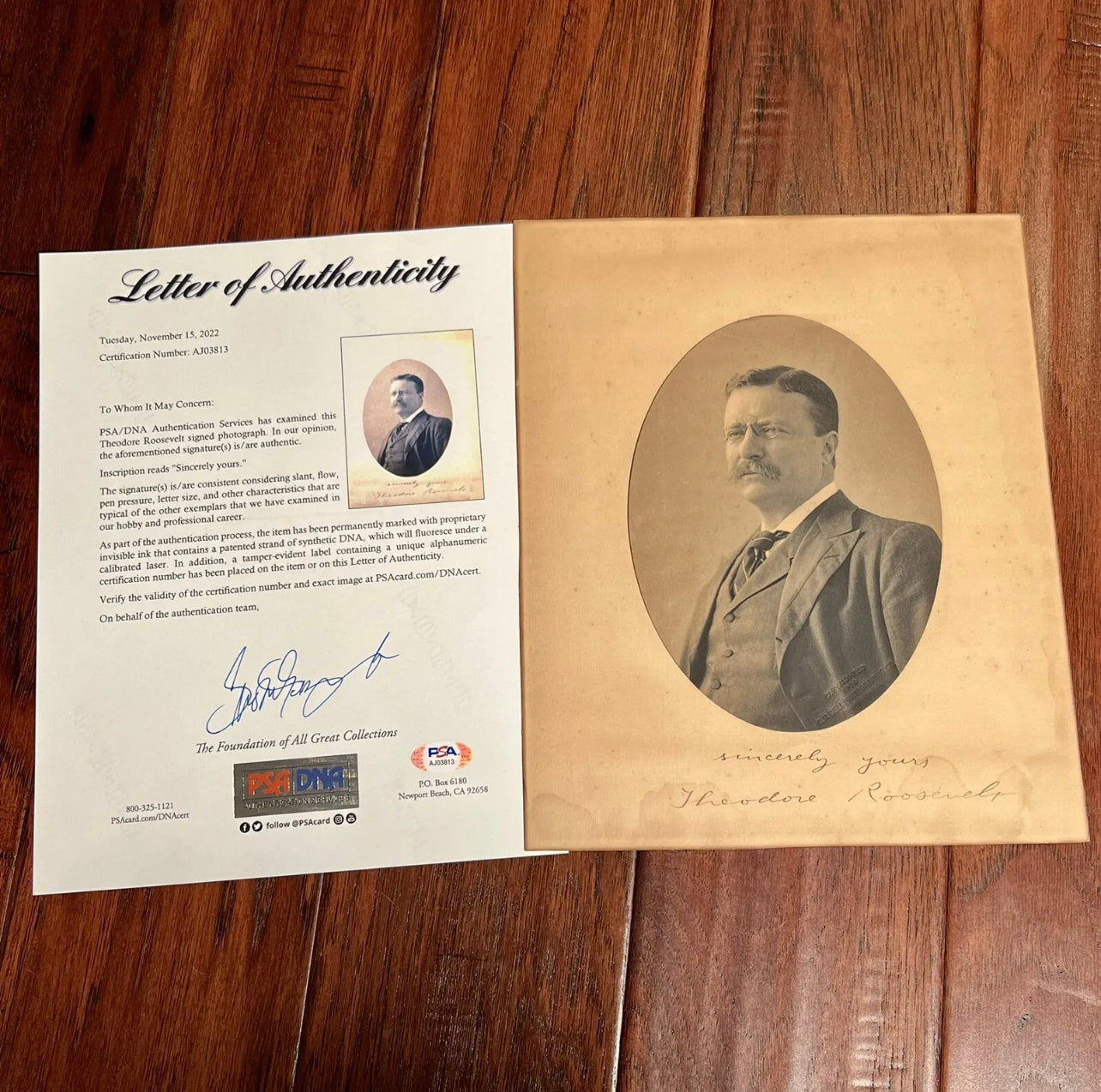 THEODORE ROOSEVELT * PSA/DNA * Photograph Portrait Signed as President Autograph
