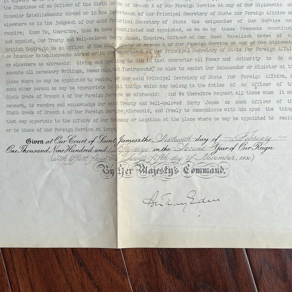 QUEEN ELIZABETH II * PSA/DNA * Autograph Document Also Signed By PM Anthony Eden