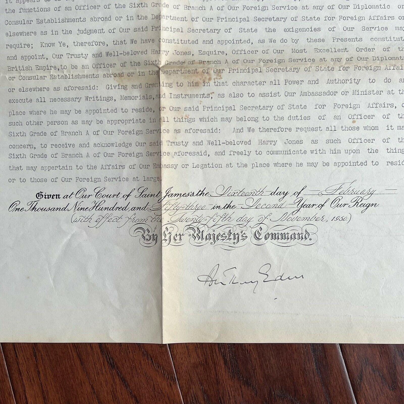 QUEEN ELIZABETH II * PSA/DNA * Autograph Document Also Signed By PM Anthony Eden