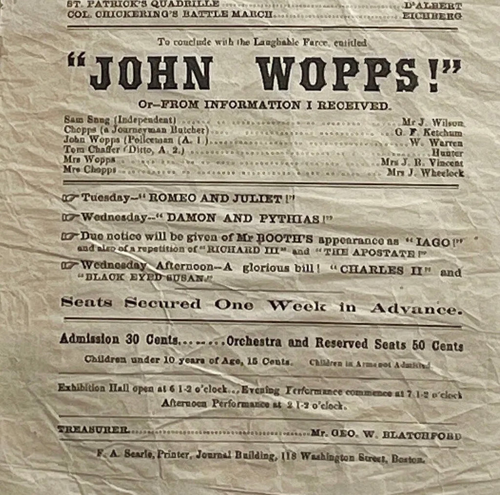 JOHN WILKES BOOTH * Authentic OTHELLO Playbill * 1864 * Abraham Lincoln