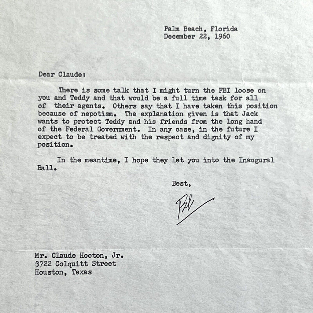 ROBERT F KENNEDY * PSA * Signed Autograph Re: Nepotism and Turning the FBI Loose