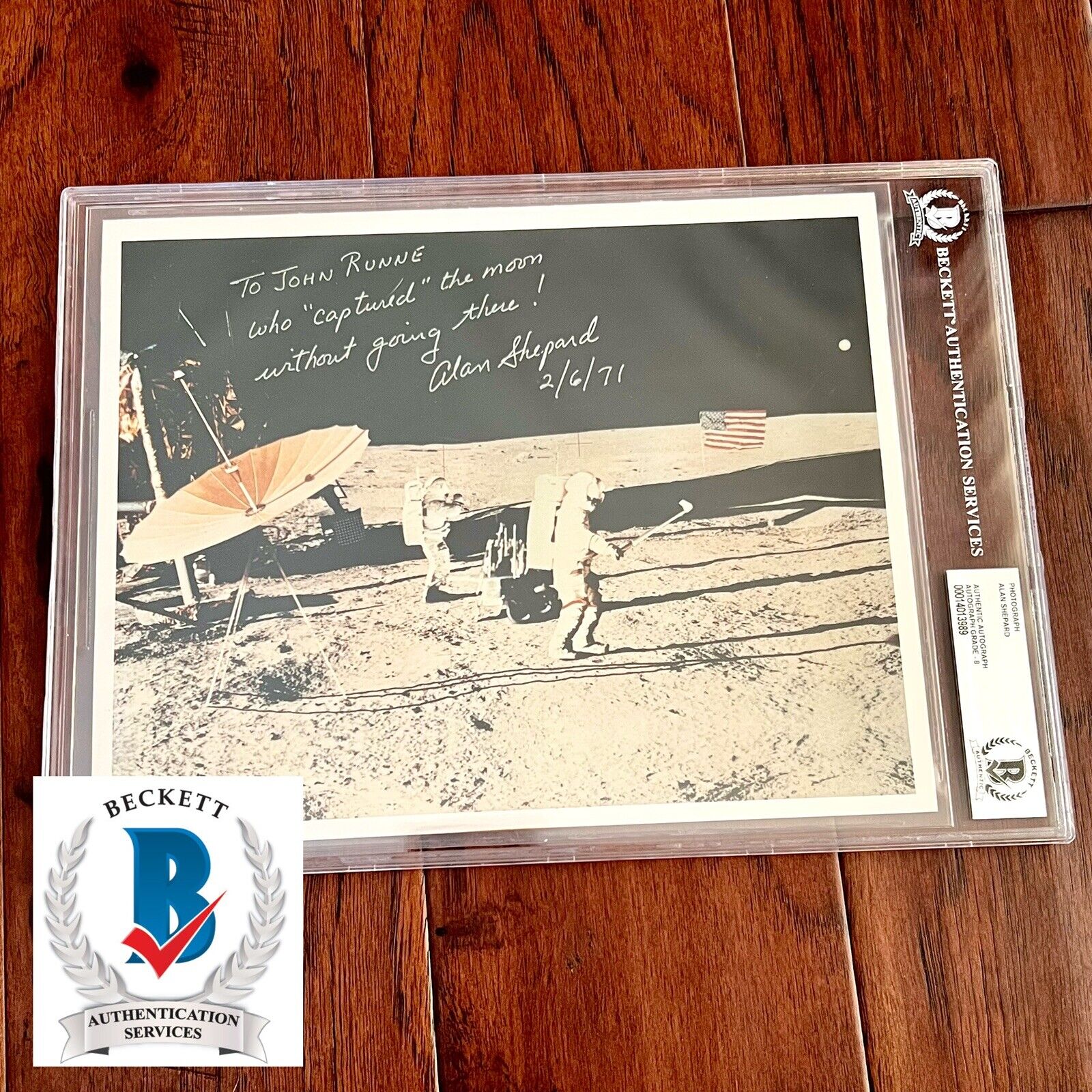 ALAN SHEPARD * Beckett BAS * Golfing Shot Signed and Dated Autograph * Apollo 14