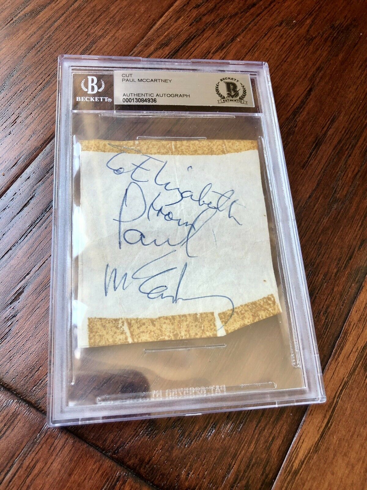 PAUL MCCARTNEY * BAS BECKETT SLAB * AUTOGRAPH CUT SIGNATURE SIGNED * THE BEATLES
