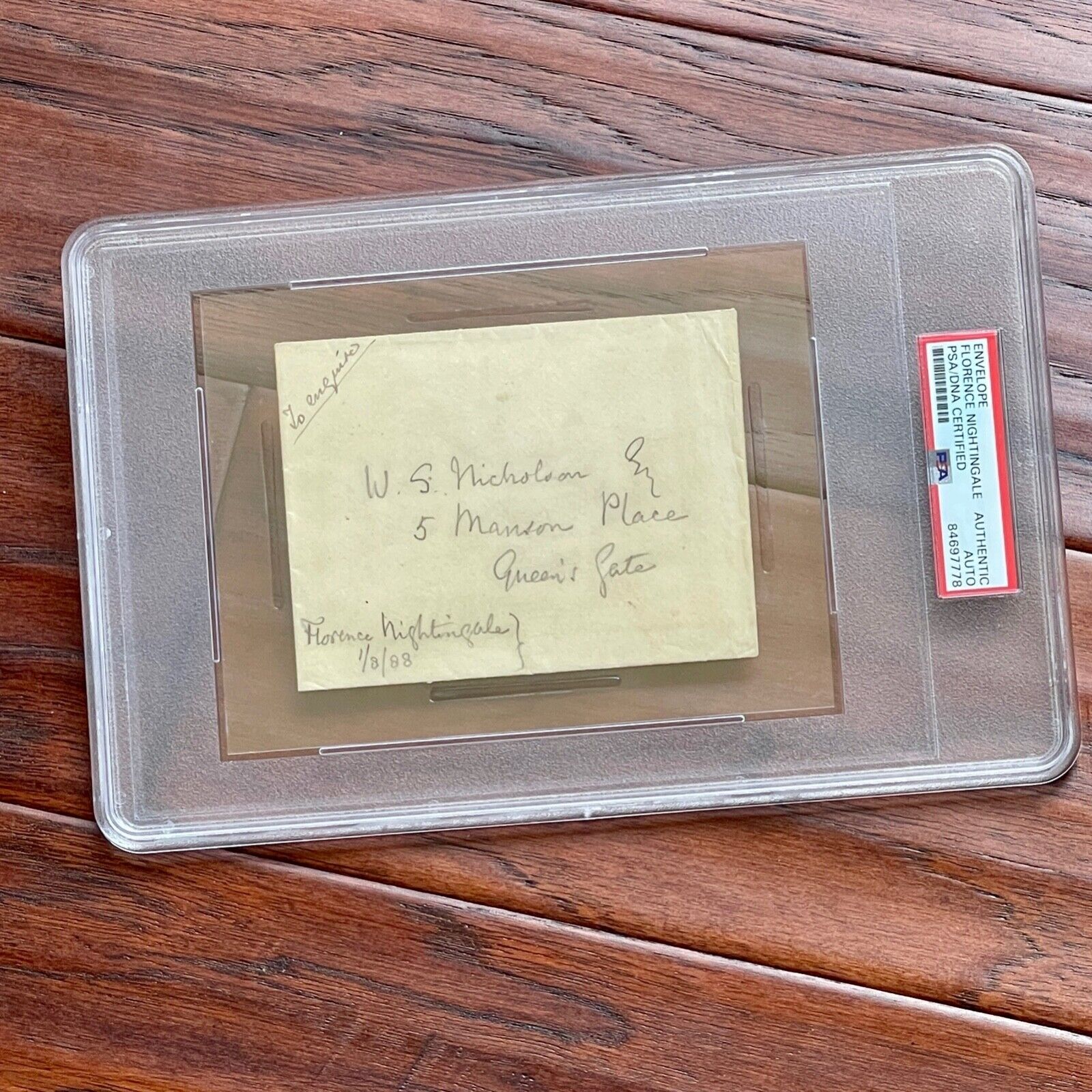 FLORENCE NIGHTINGALE * PSA/DNA * AUTOGRAPH Envelope SIGNED * To Red Cross Member