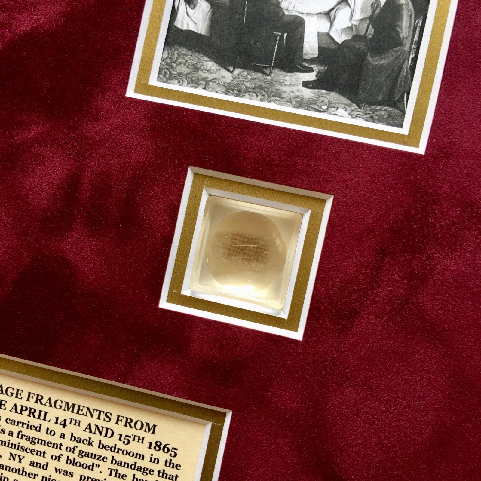 ABRAHAM LINCOLN * Genuine Assassination DEATHBED BANDAGE Relic + HAIR * COAs