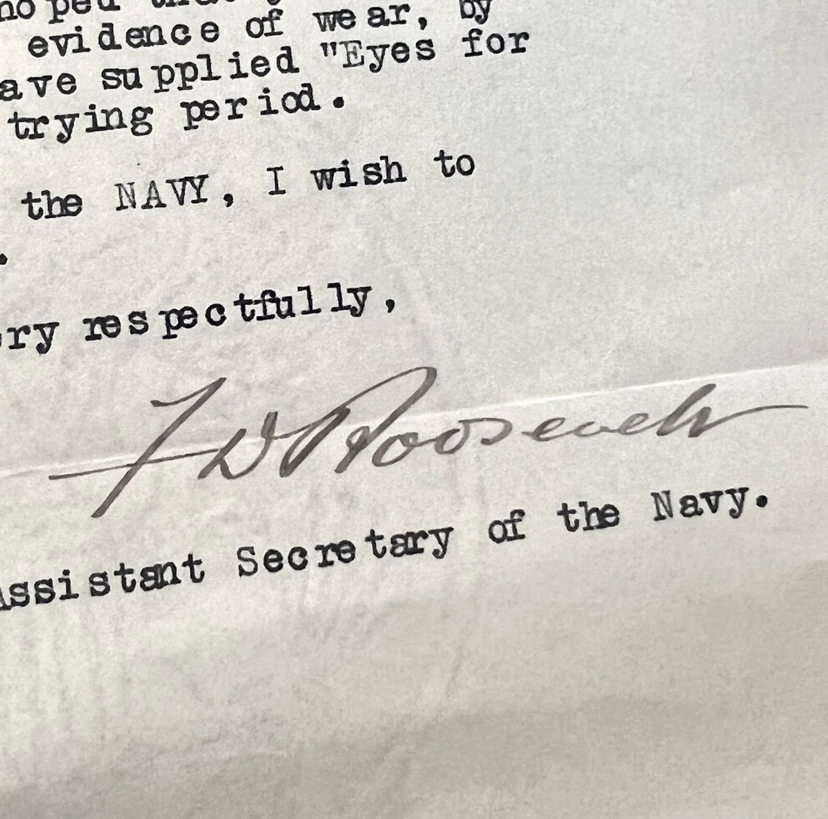 FRANKLIN D. ROOSEVELT * JSA * Autograph Signed Letter for Binoculars Used in WWI
