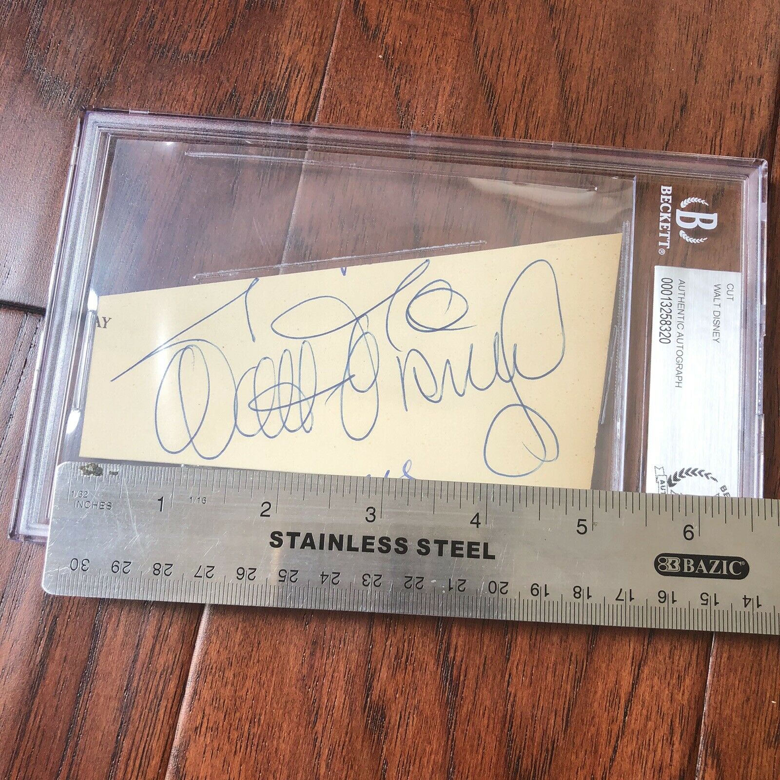 WALT DISNEY * Beckett BAS Slabbed * Large Autograph Cut Signature Signed *