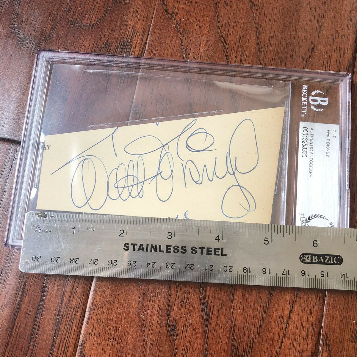 WALT DISNEY * Beckett BAS Slabbed * Large Autograph Cut Signature Signed *
