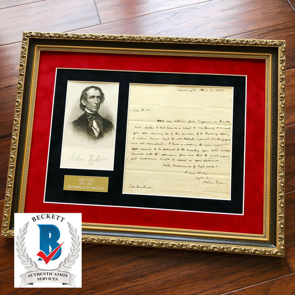 JOHN TYLER * BAS LOA * Handwritten Autograph 1832 Letter Signed * President