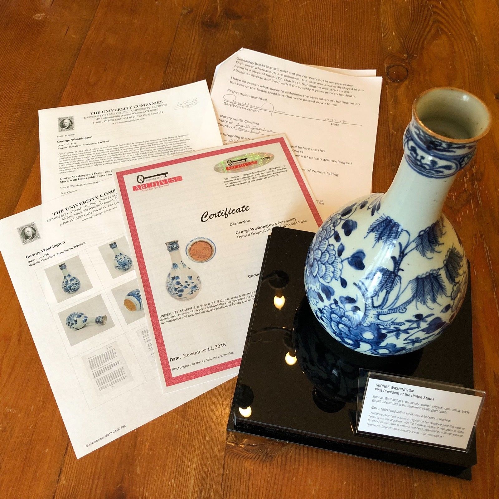 GEORGE WASHINGTON * Personally Owned & Used MOUNT VERNON Guglet Vase From SLAVE