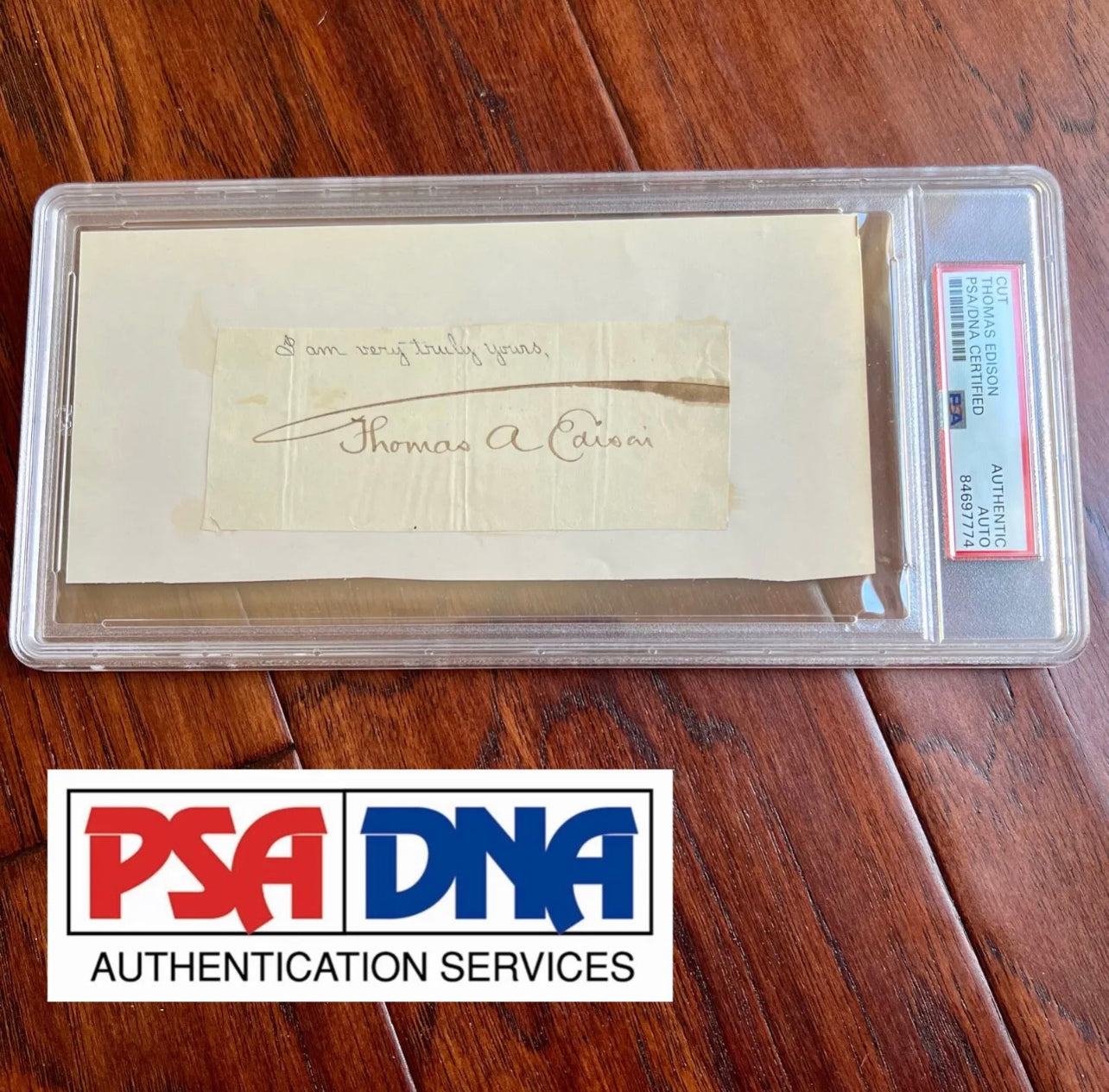 THOMAS EDISON * PSA/DNA * Cut Signature Autograph Signed * Umbrella Signature