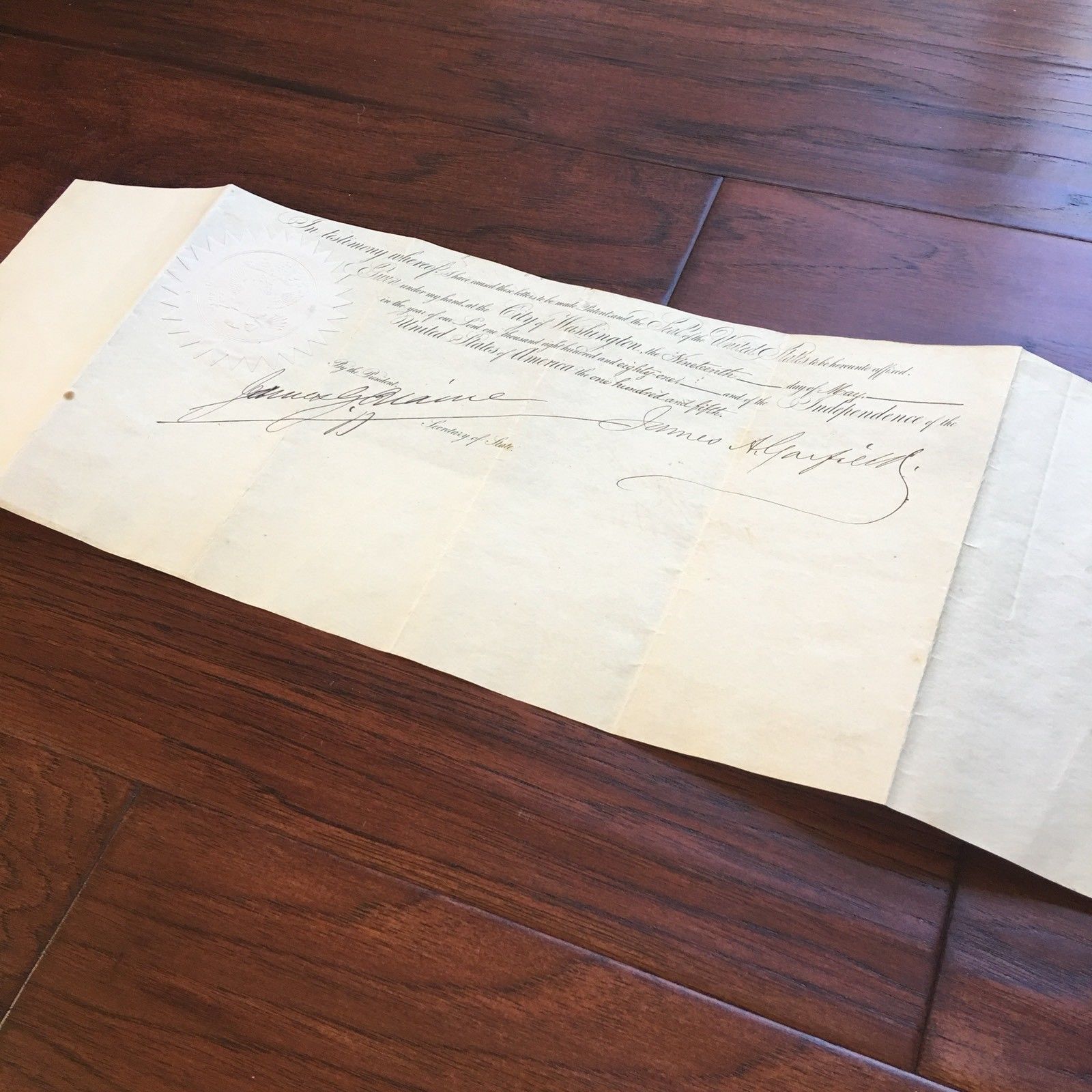 JAMES A. GARFIELD * Scarce AUTOGRAPH AS PRESIDENT * Partial SIGNED Appointment