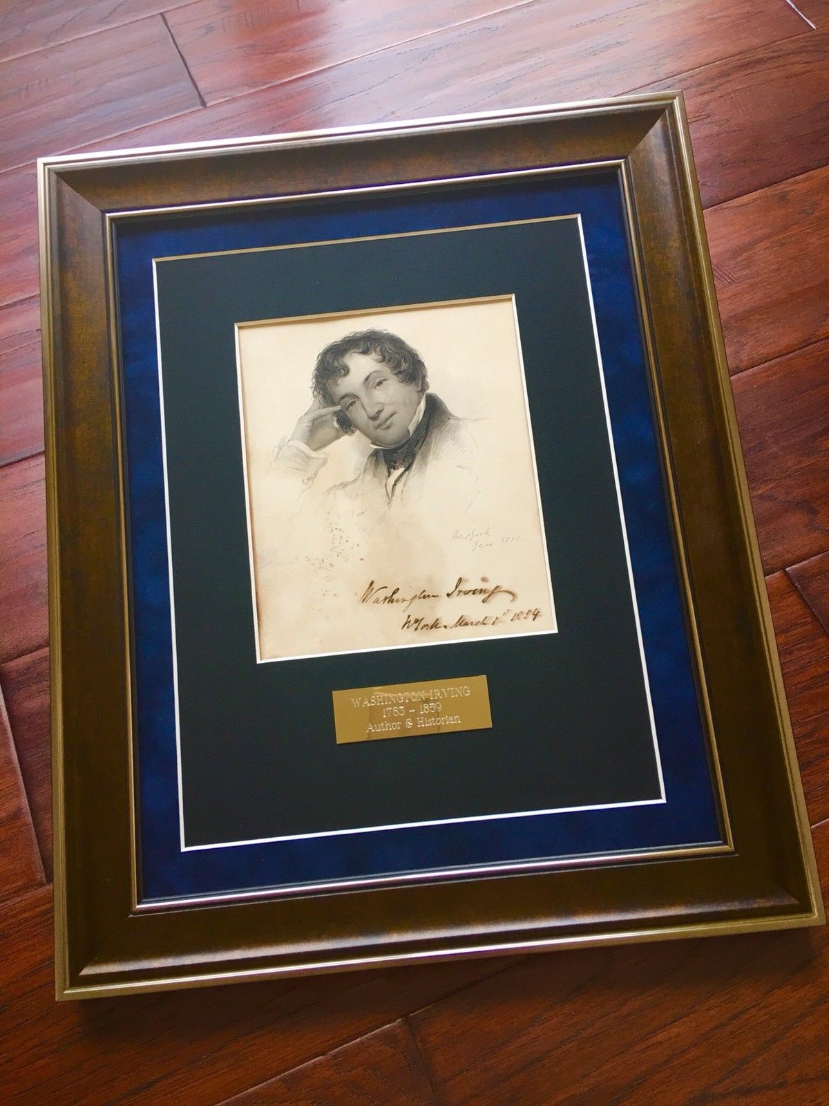 WASHINGTON IRVING * 1/1 SIGNED ENGRAVING * The Legend of Sleepy Hollow Autograph