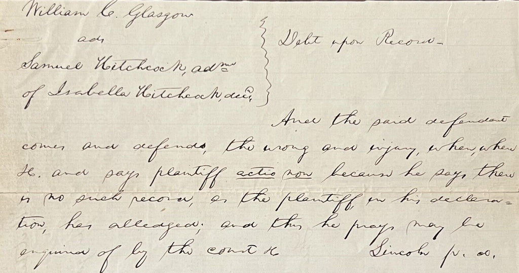 ABRAHAM LINCOLN * PSA/DNA Slab * Autograph Lengthy Handwritten Legal Plea Signed
