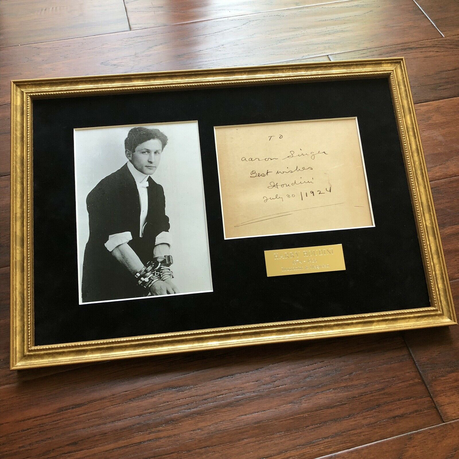 HARRY HOUDINI * PSA/DNA * Hand Signed & Inscribed Book Page * Magician Autograph