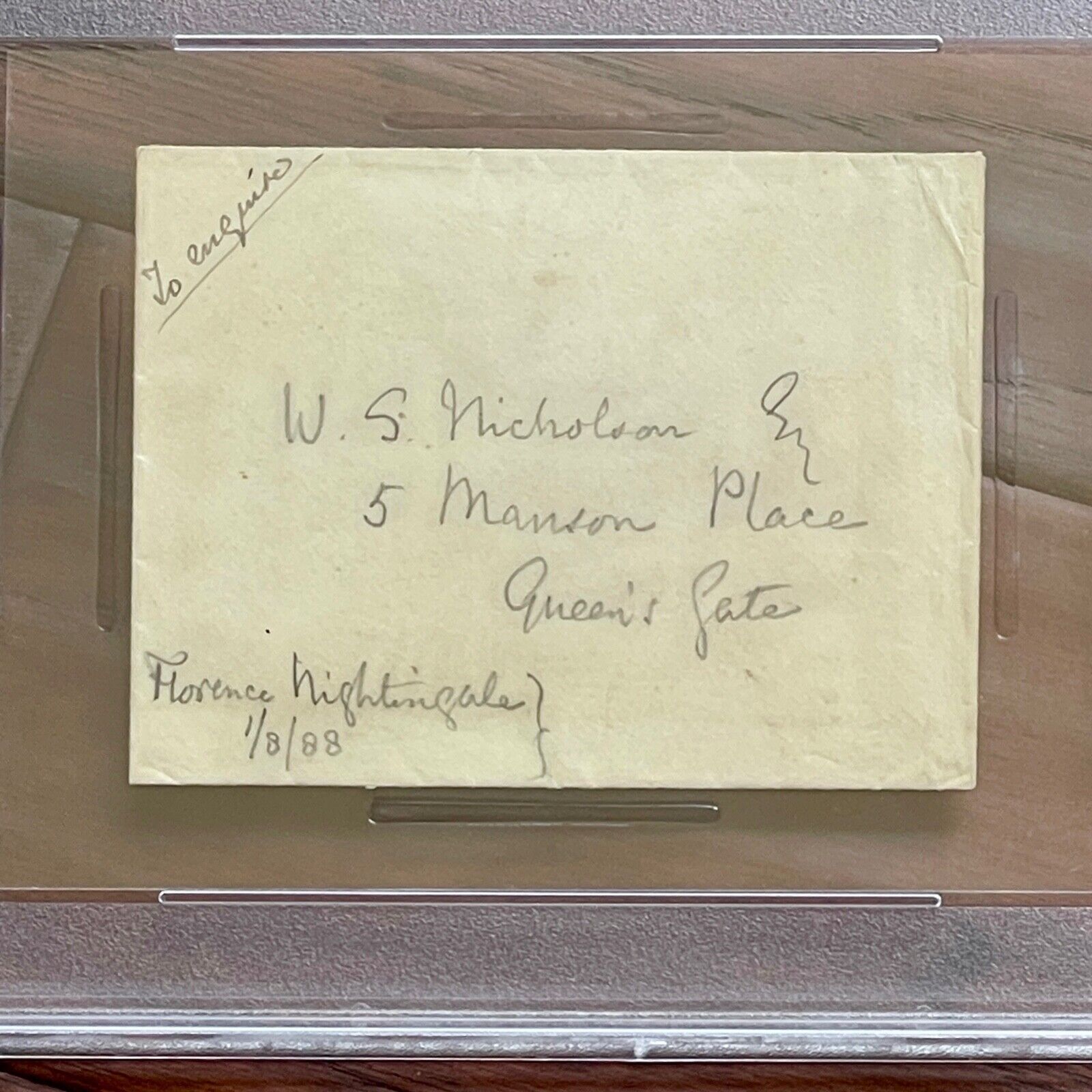 FLORENCE NIGHTINGALE * PSA/DNA * AUTOGRAPH Envelope SIGNED * To Red Cross Member