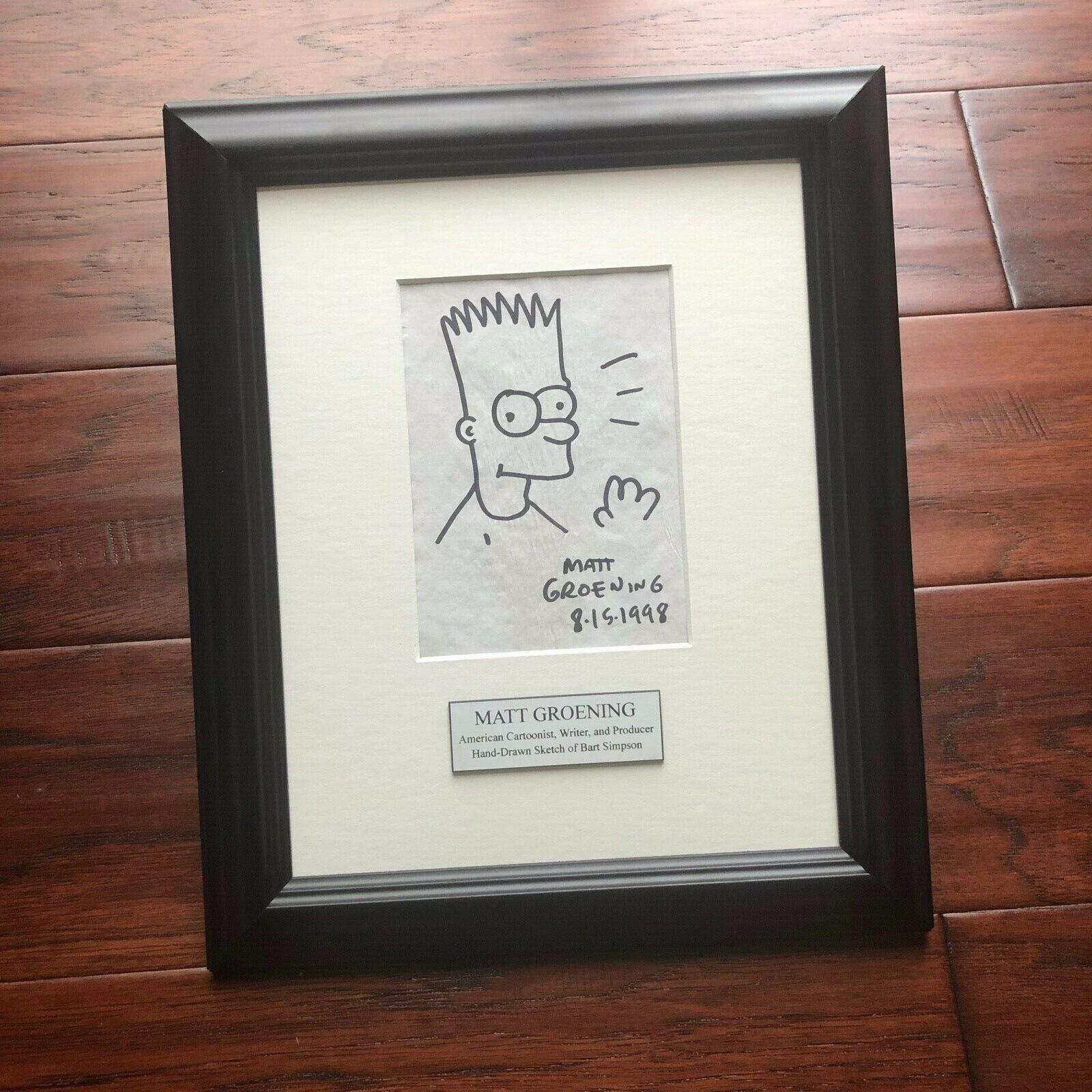 MATT GROENING * JSA * AUTOGRAPH Hand Drawn Bart Simpson SIGNED