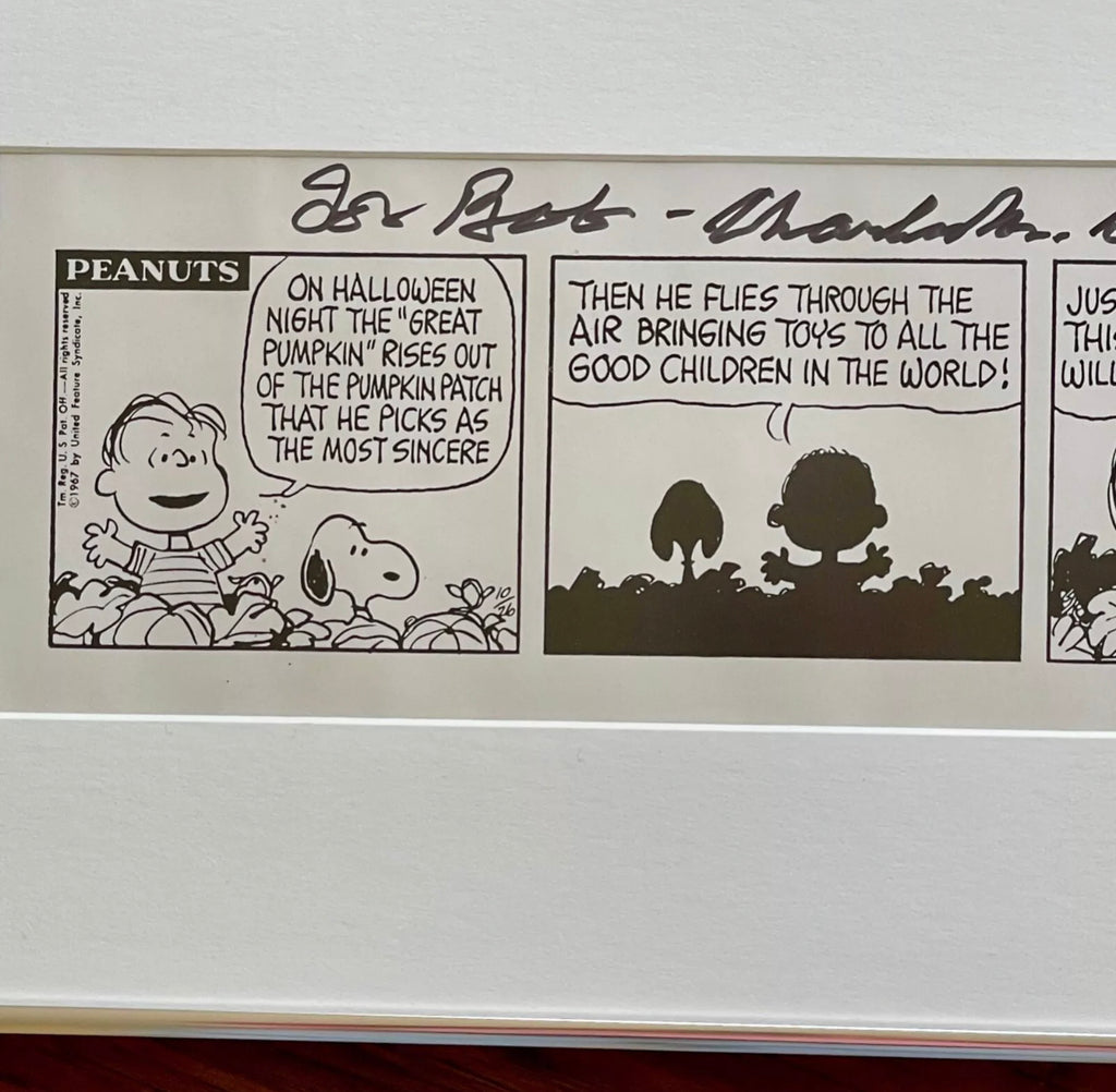 CHARLES M. SCHULZ * PSA * Autograph SNOOPY "Great Pumpkin" Strip Signed Peanuts