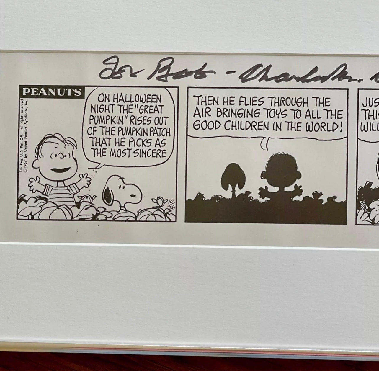 CHARLES M. SCHULZ * PSA * Autograph SNOOPY "Great Pumpkin" Strip Signed Peanuts