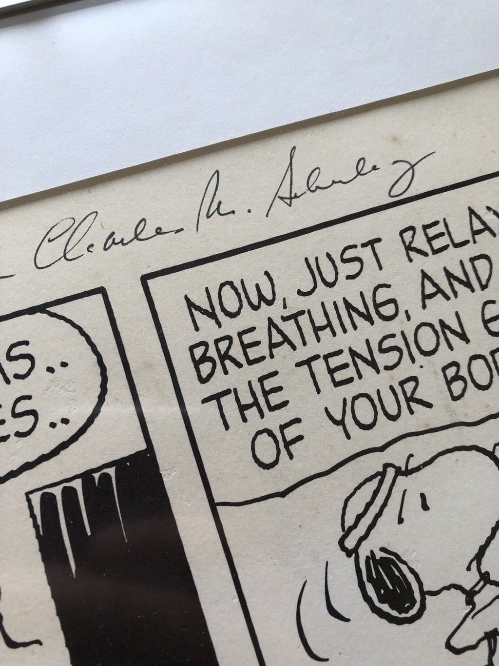 CHARLES M. SCHULZ * Hand Signed SNOOPY ARTWORK * Peanuts Autograph Comic Strip