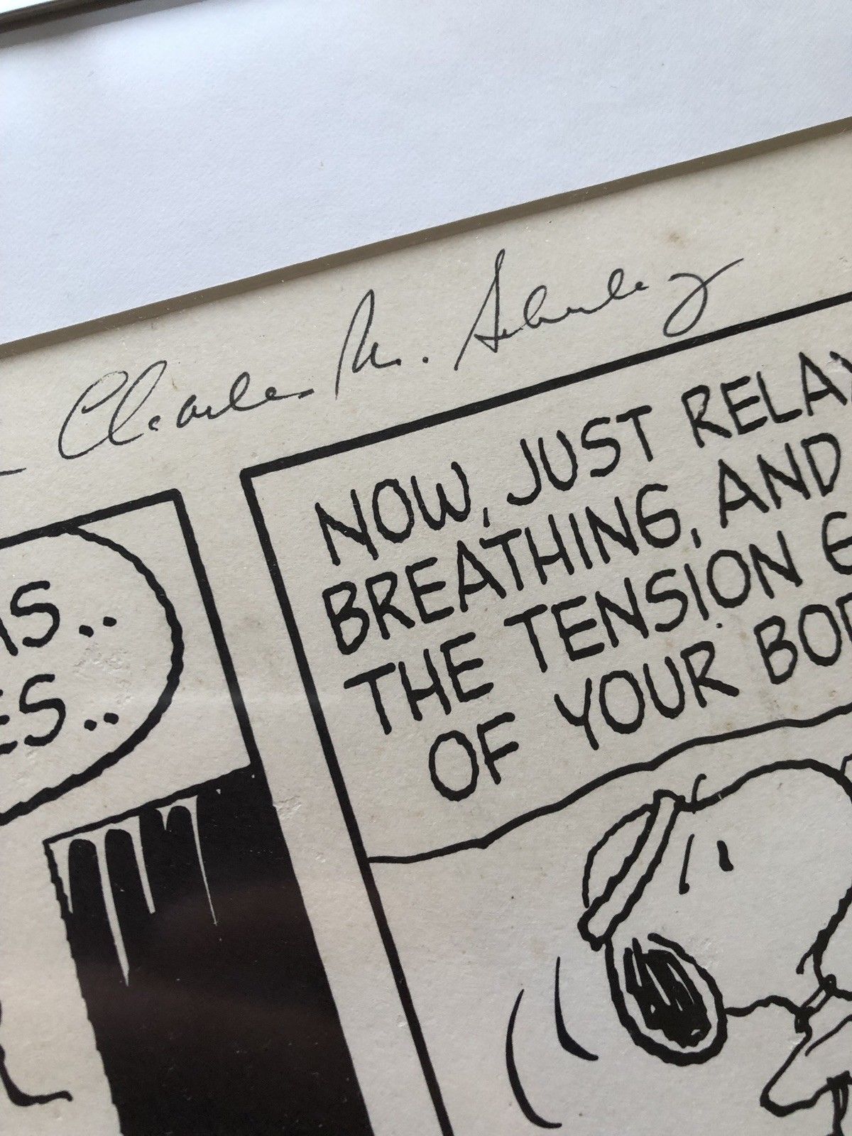 CHARLES M. SCHULZ * Hand Signed SNOOPY ARTWORK * Peanuts Autograph Comic Strip