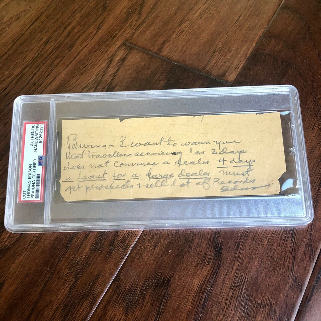 Thomas Edison * PSA/DNA Slab * "Sell Records" Autograph Handwritten Note Signed