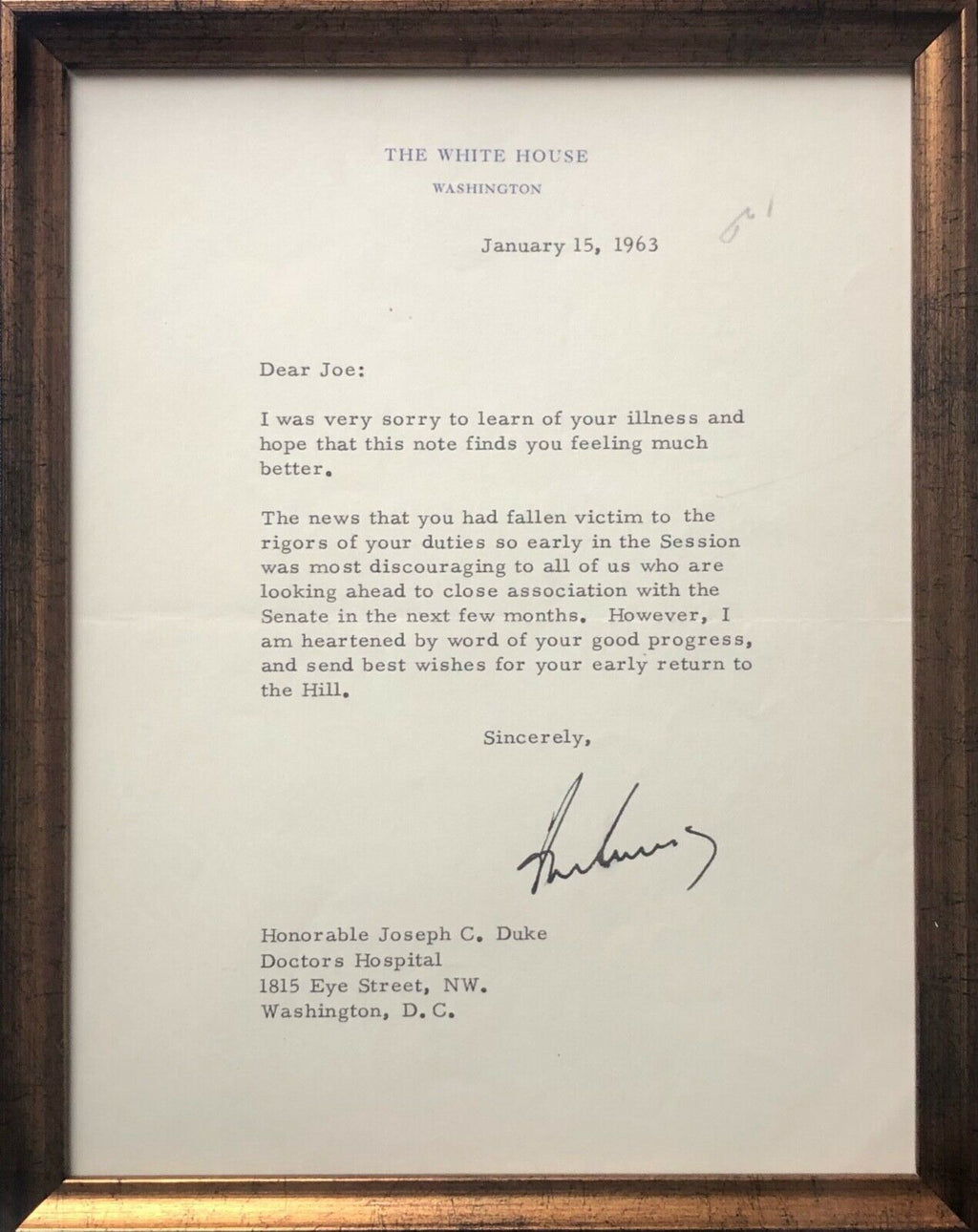 JOHN F. KENNEDY * JSA LOA * WHITE HOUSE AUTOGRAPH Letter SIGNED * 1963