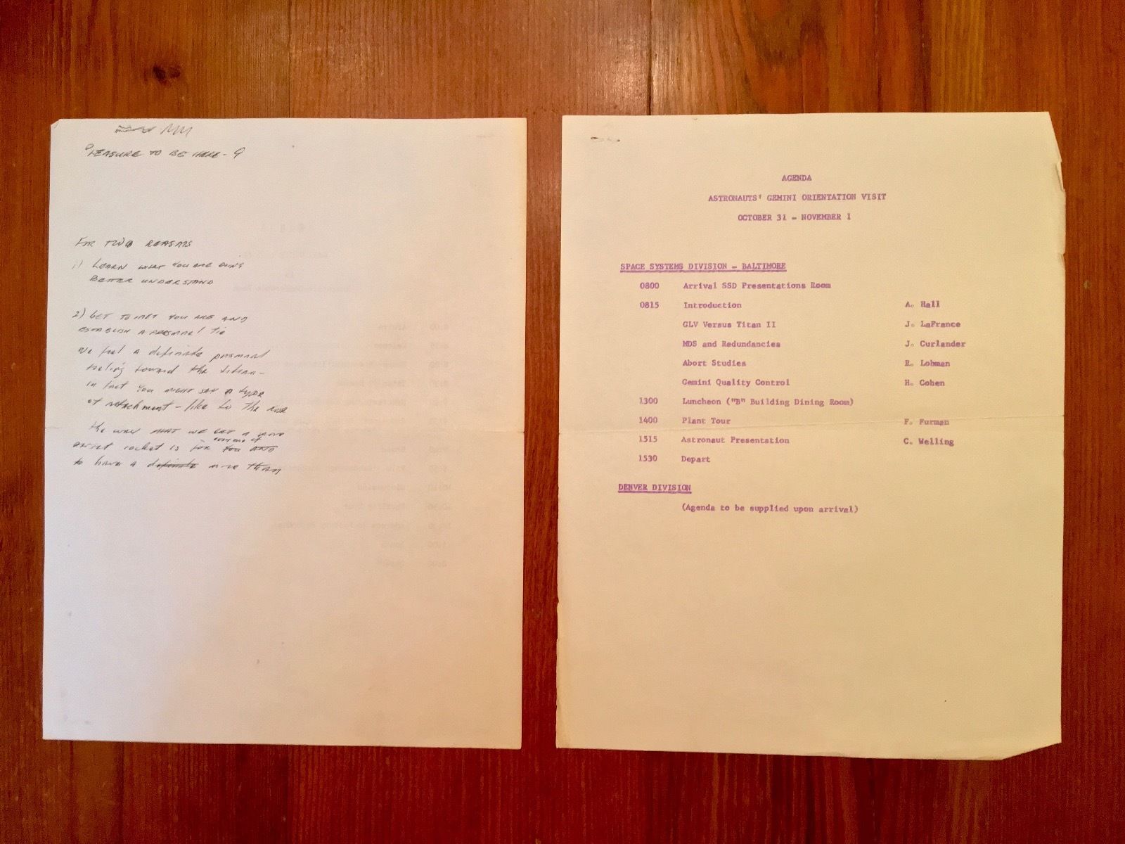 EDWARD H. WHITE II * NASA ORIENTATION PAPERS + SPEECH * AUTOGRAPH COA * APOLLO 1
