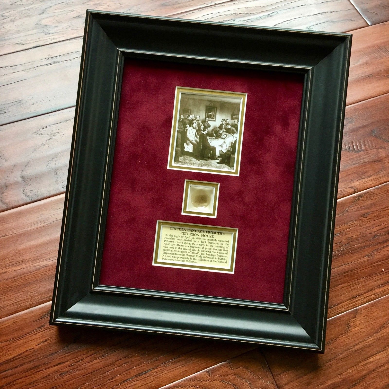ABRAHAM LINCOLN * Genuine Assassination DEATHBED BANDAGE Relic * COA