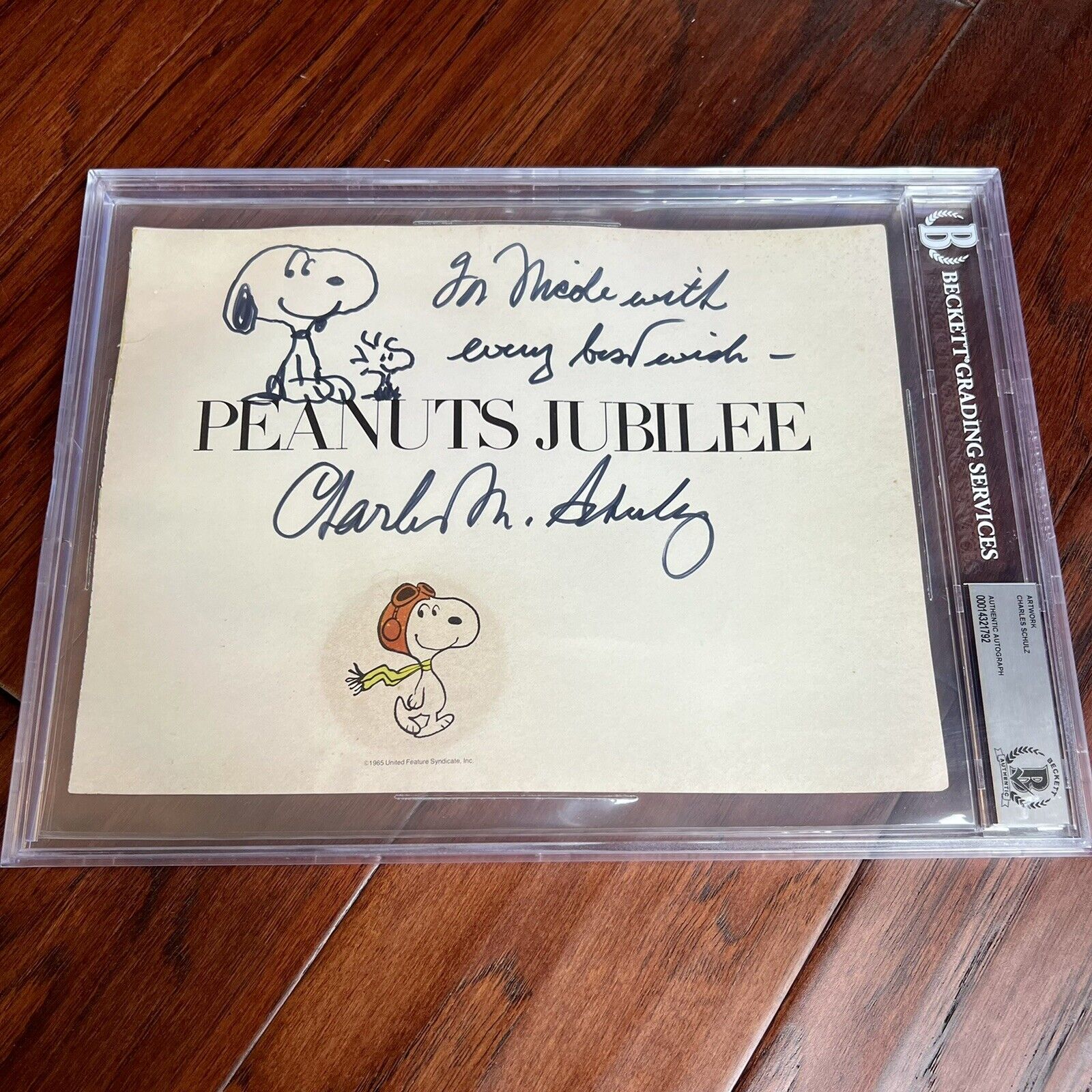 CHARLES M. SCHULZ * Beckett * AUTOGRAPH Drawing SNOOPY Woodstock Signed Sketch *
