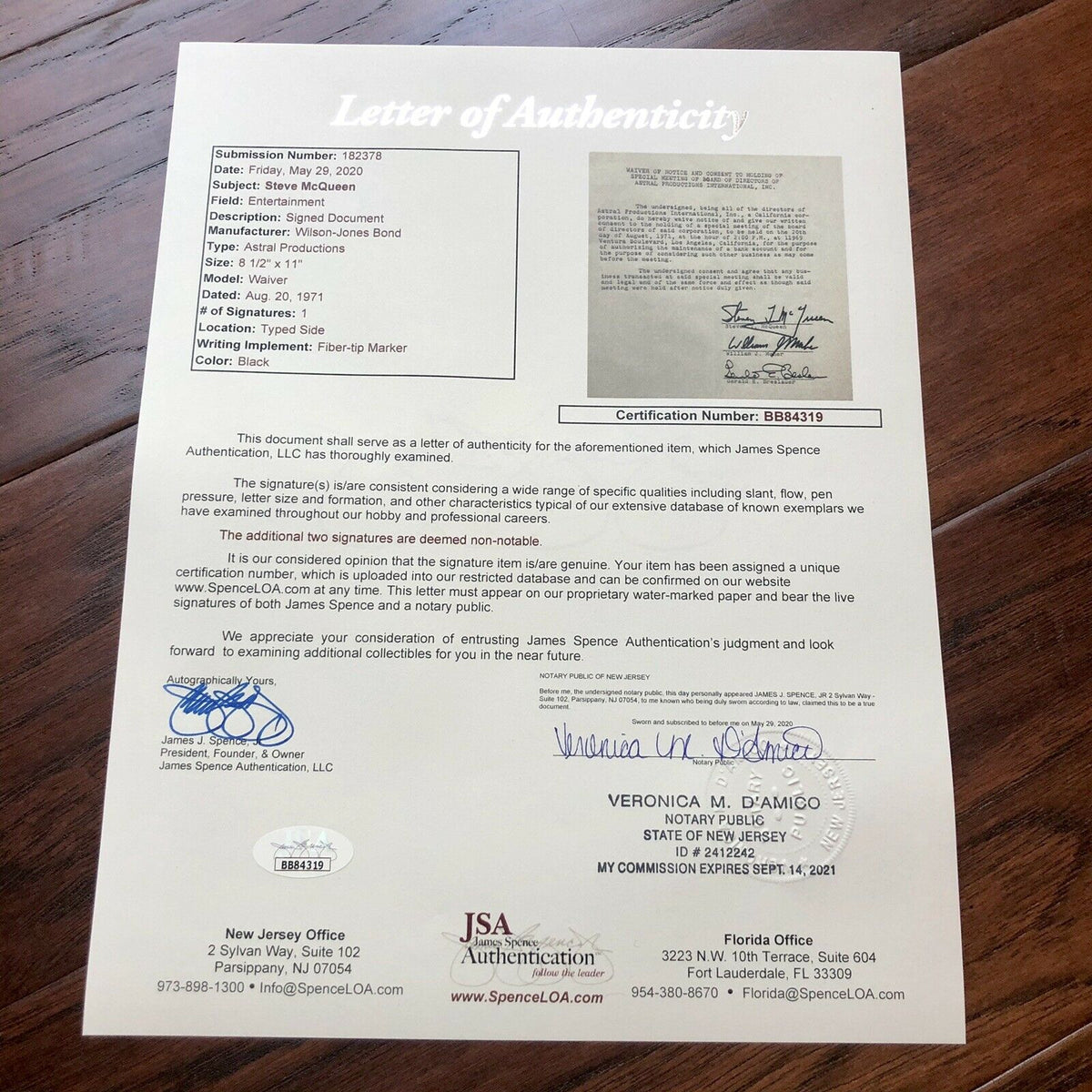 STEVE MCQUEEN * Signed Production Document Contract Autograph * Movie Actor