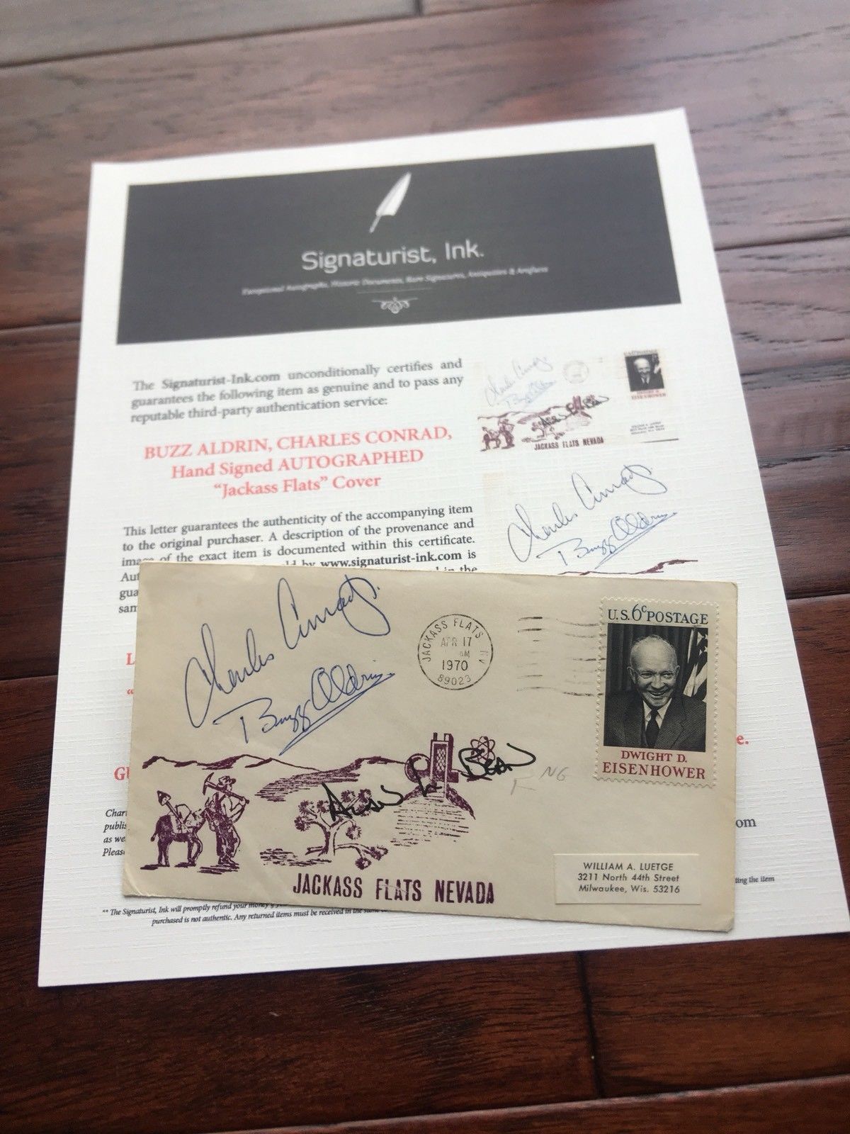 BUZZ ALDRIN * Charles CONRAD * Autograph Signed * Cachet Cover Apollo 11 & 12